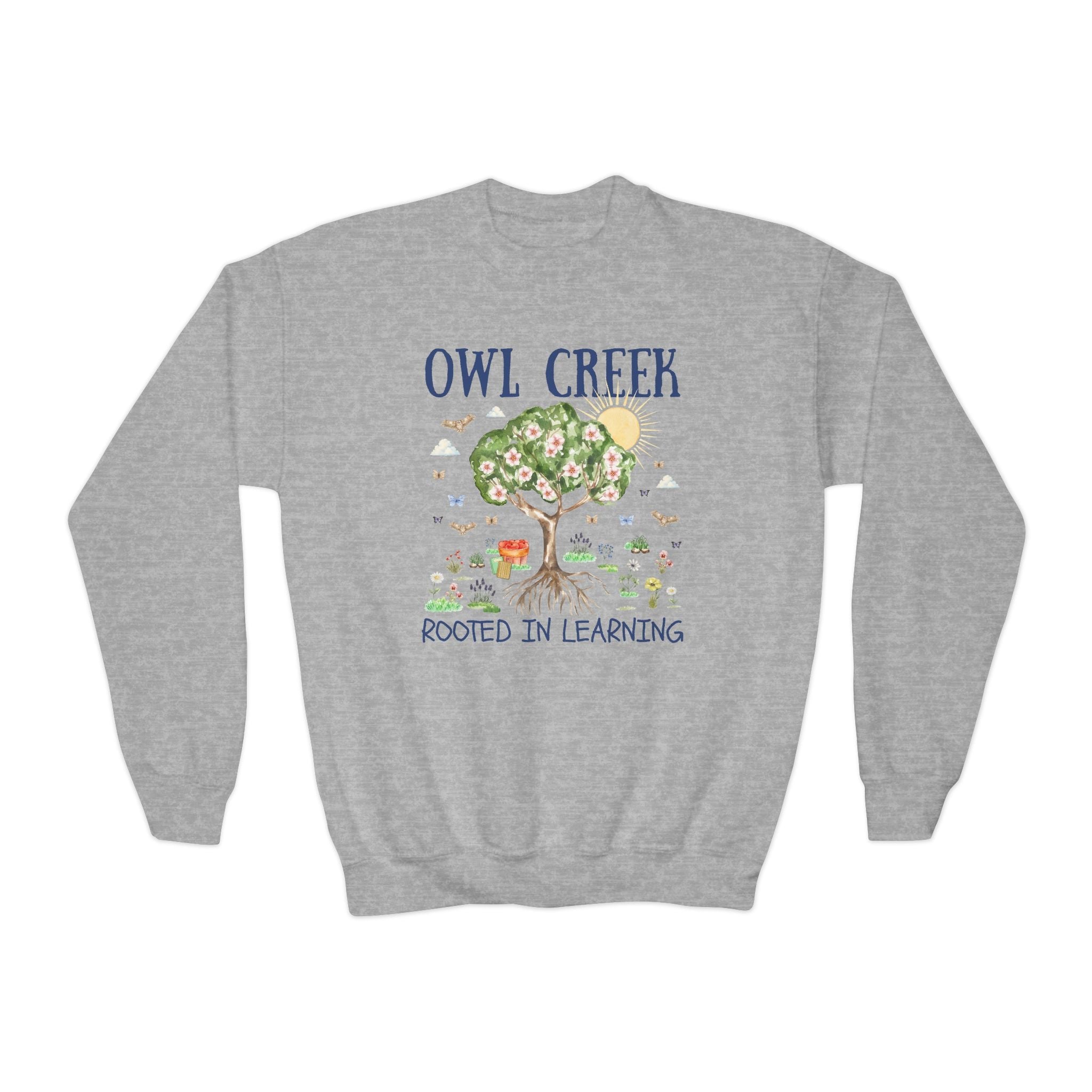 Owl Creek Elementary School Kids Sweatshirt: Rooted in Learning | FPS + Opal and June Kids Sweatshirt, Fayetteville Public Schools - Opal and June
