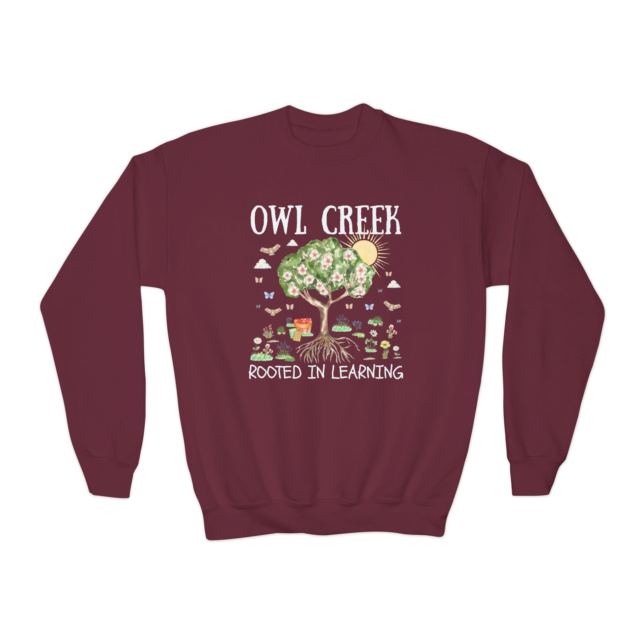 Owl Creek Elementary School Kids Sweatshirt: Rooted in Learning | FPS + Opal and June Kids Sweatshirt, Fayetteville Public Schools - Opal and June