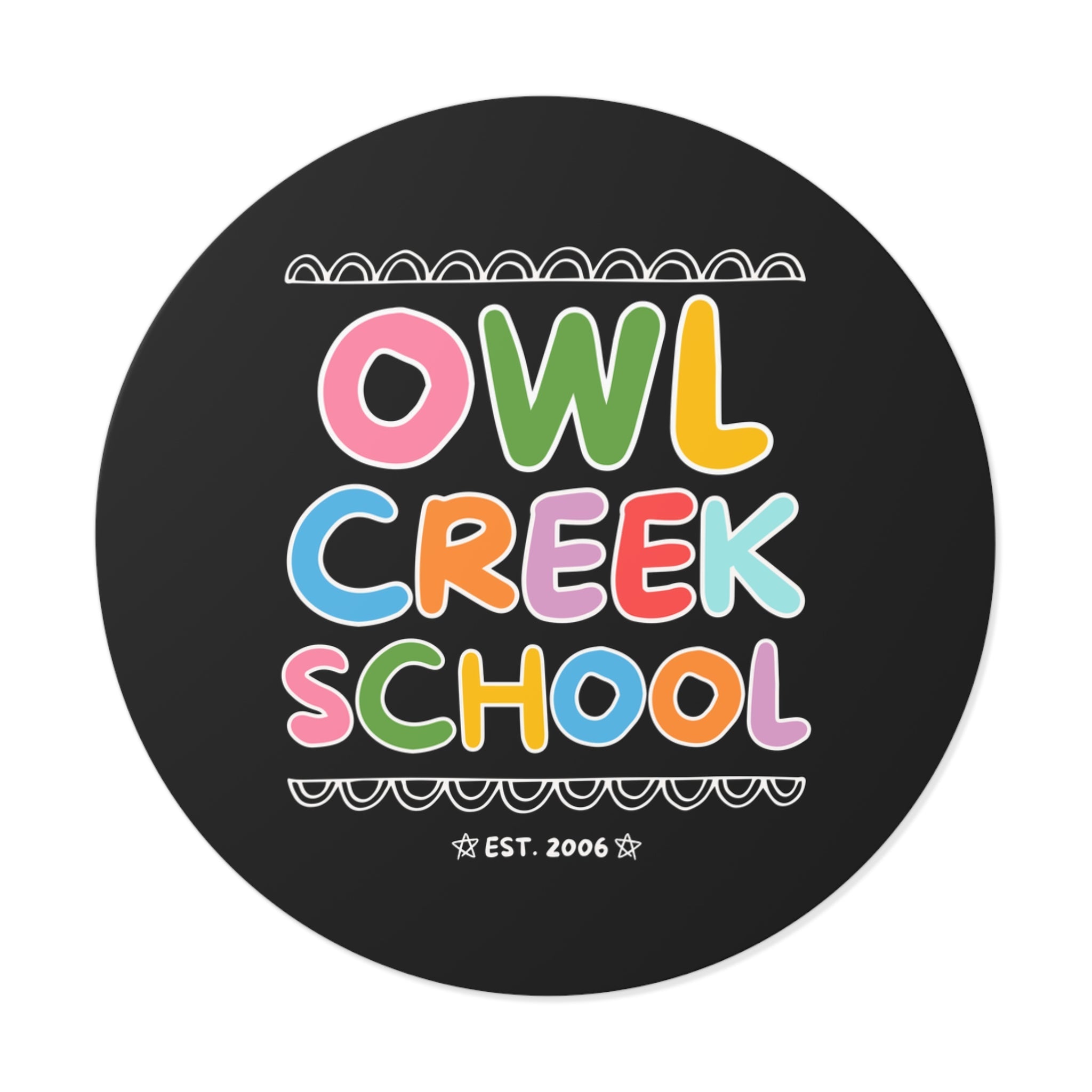Owl Creek Elementary School Sticker: Rainbow Letters | FPS + Opal and June Sticker, Fayetteville Public Schools - Opal and June