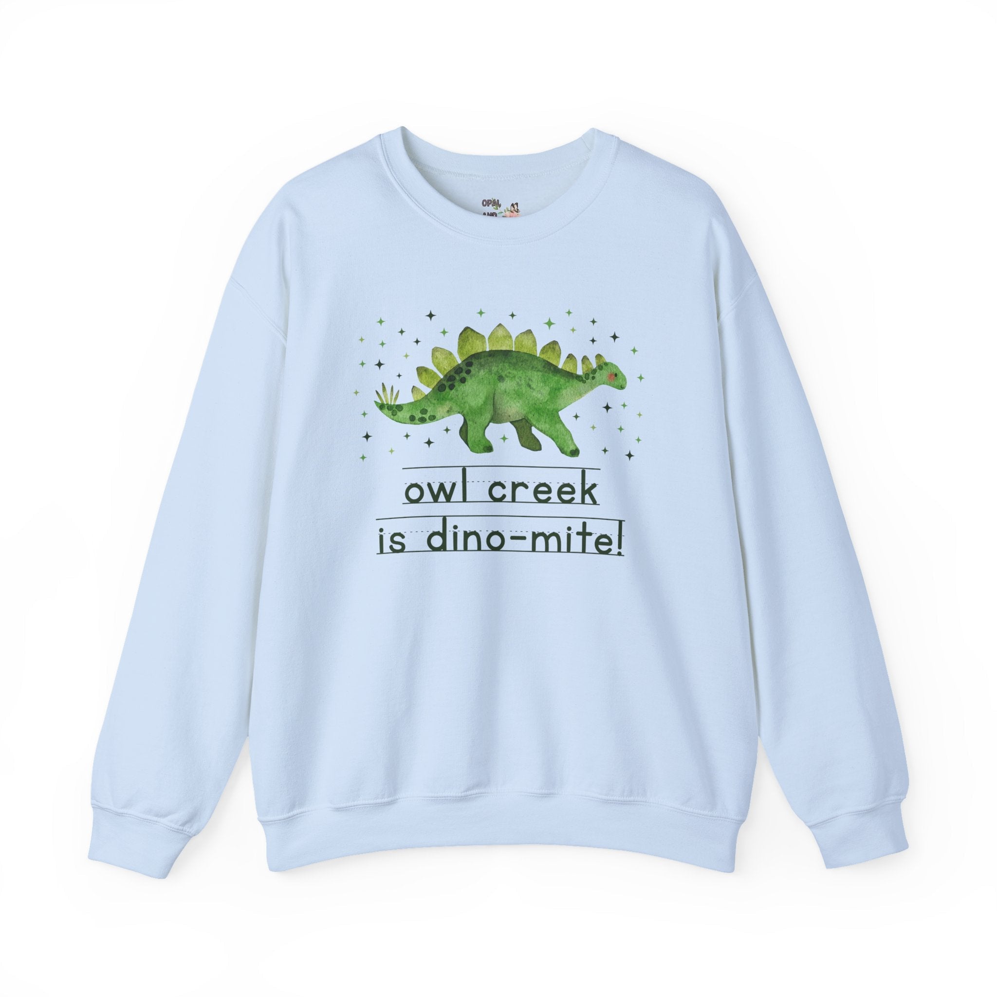 Owl Creek Elementary School Sweatshirt: Owl Creek is Dino - Mite! | FPS + Opal and June Sweatshirt, Fayetteville Public Schools - Opal and June