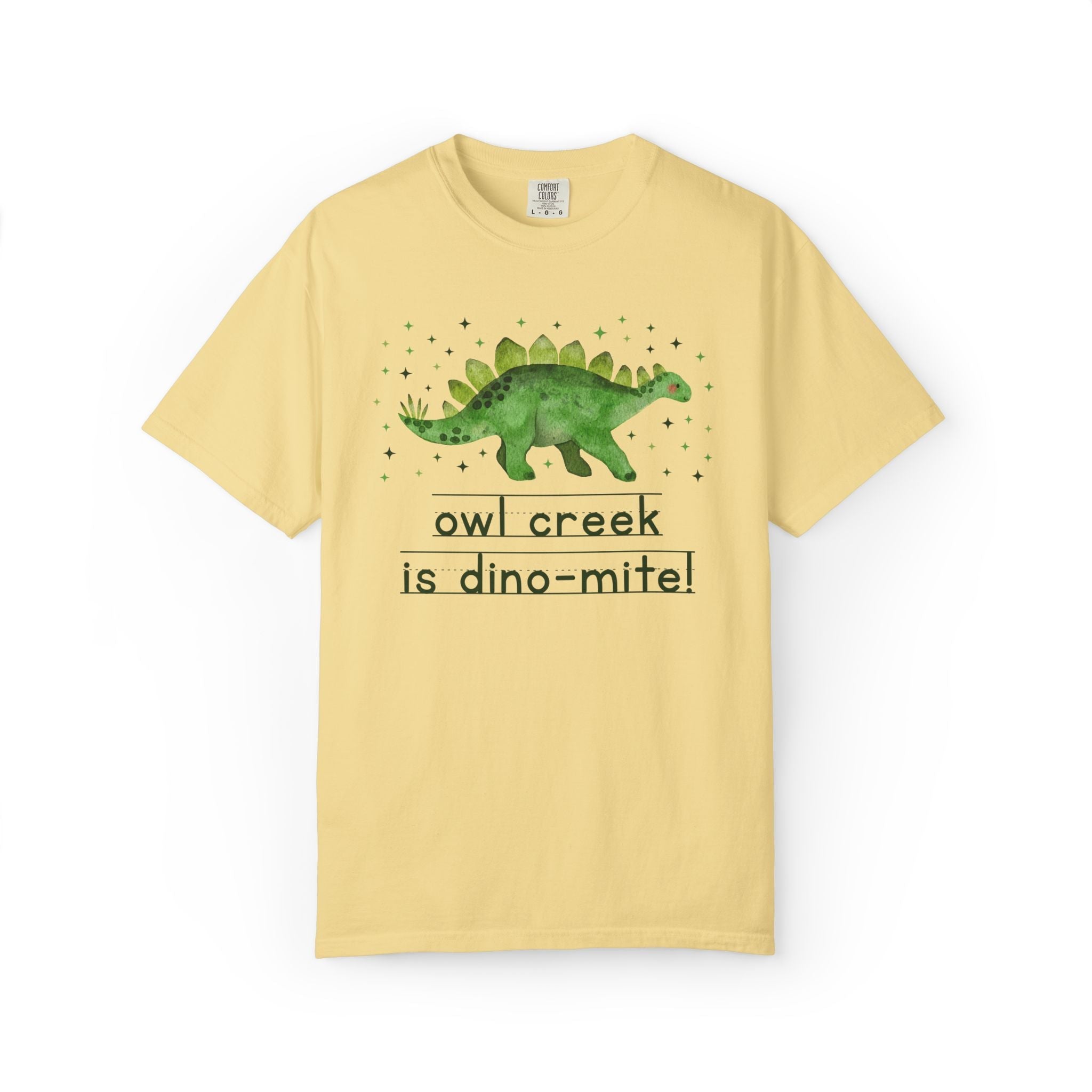 Owl Creek Elementary School Tee Shirt: Owl Creek is Dino - Mite! | FPS + Opal and June Tee Shirt, Fayetteville Public Schools - Opal and June