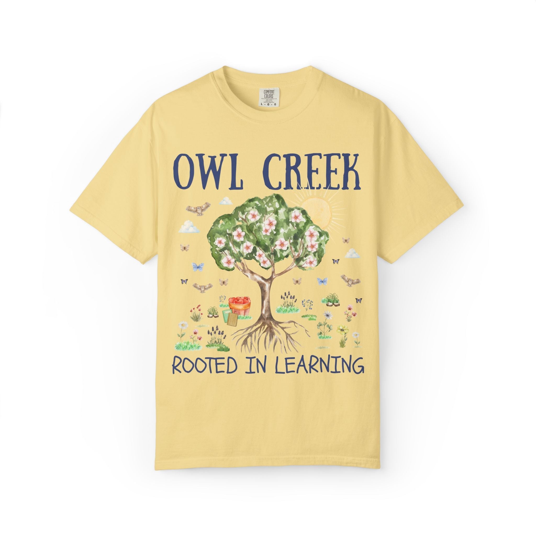 Owl Creek Elementary School Tee Shirt: Rooted in Learning | FPS + Opal and June Tee Shirt, Fayetteville Public Schools - Opal and June