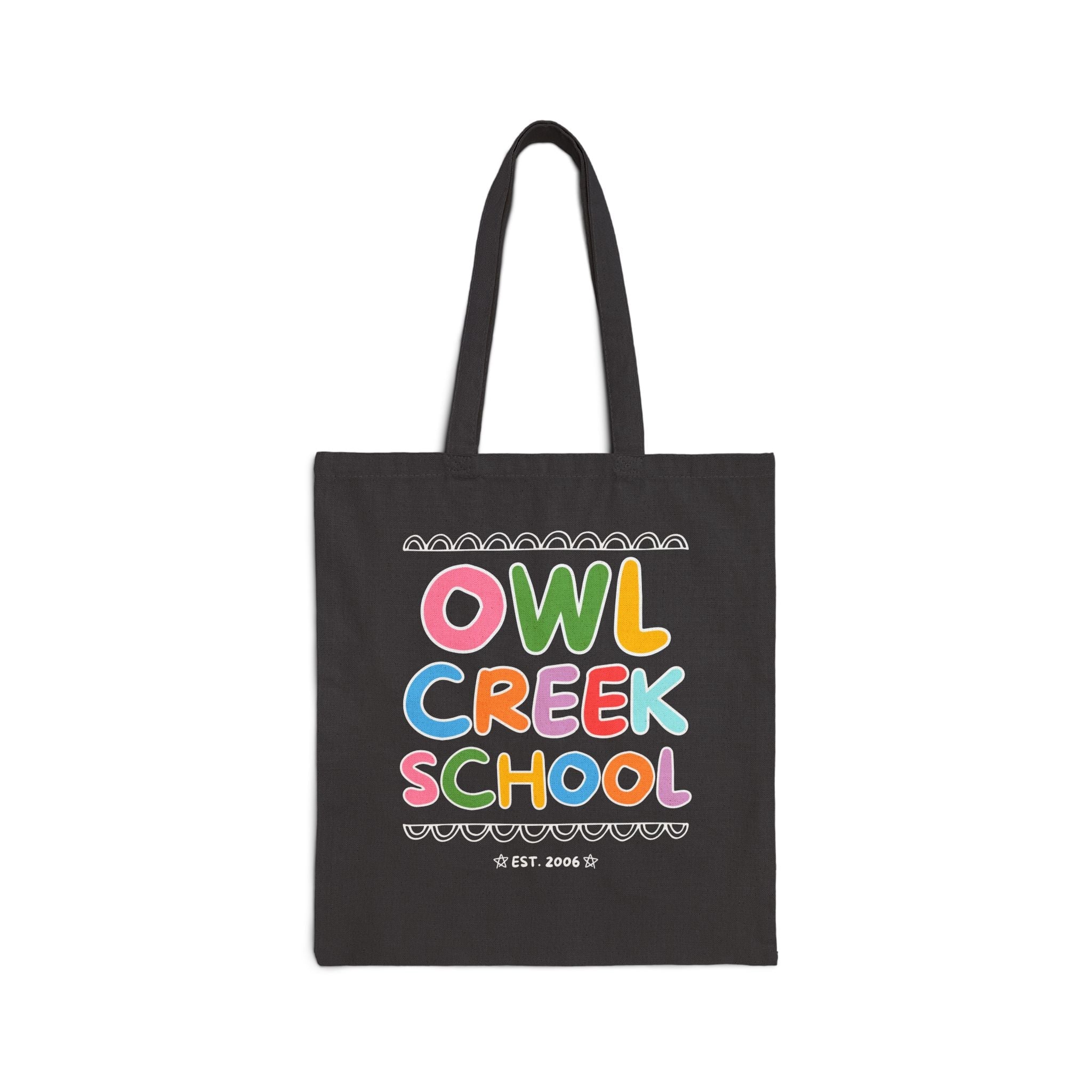 Owl Creek Elementary School Tote Bag: Rainbow Letters - Opal and June