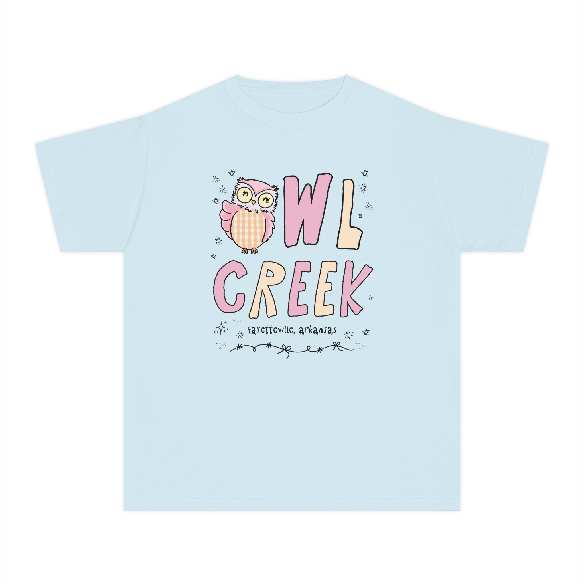 Owl Creek Kids Tee Shirt: Pink and Beige Letters - Opal and June