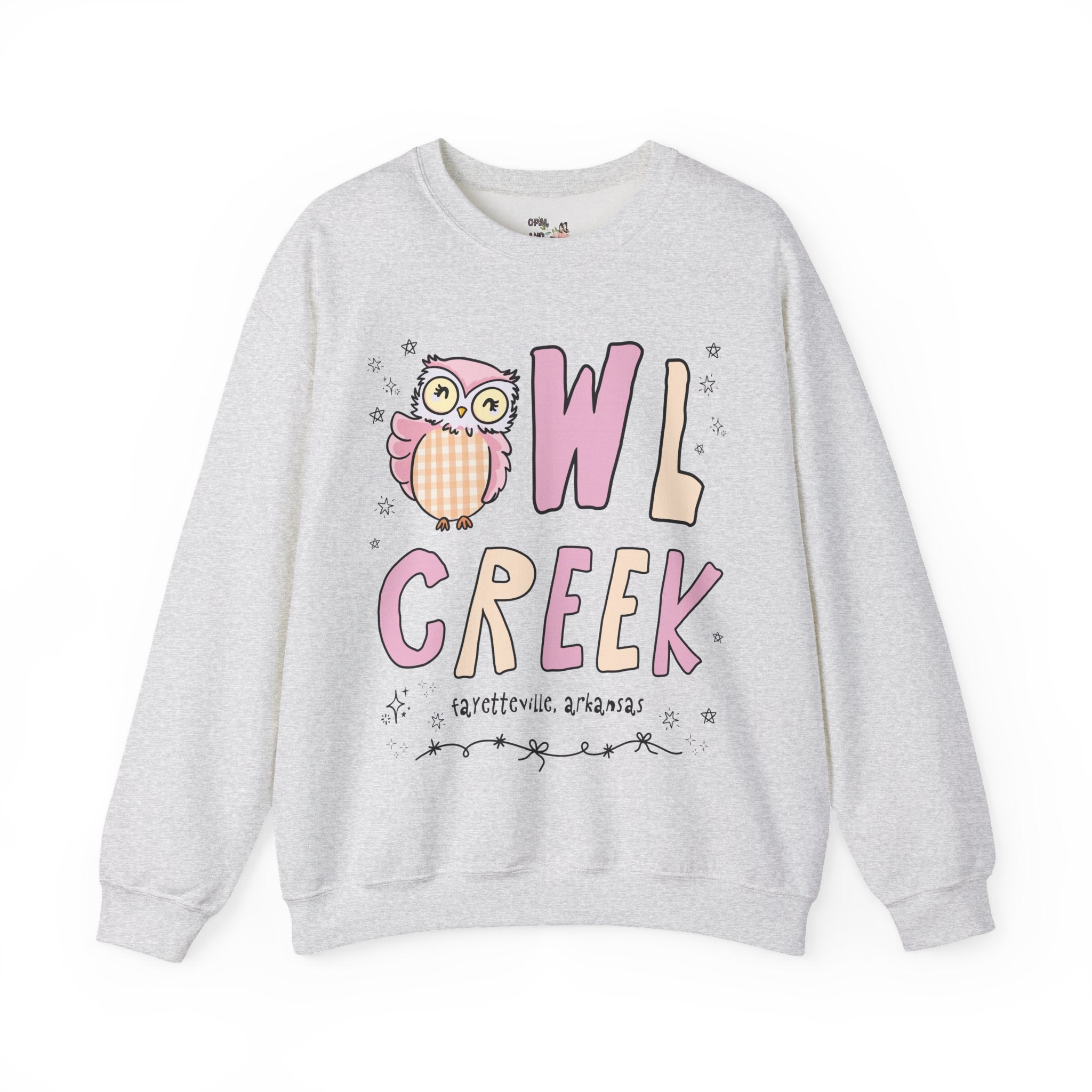 Owl Creek Sweatshirt: Pink and Beige Letters - Opal and June