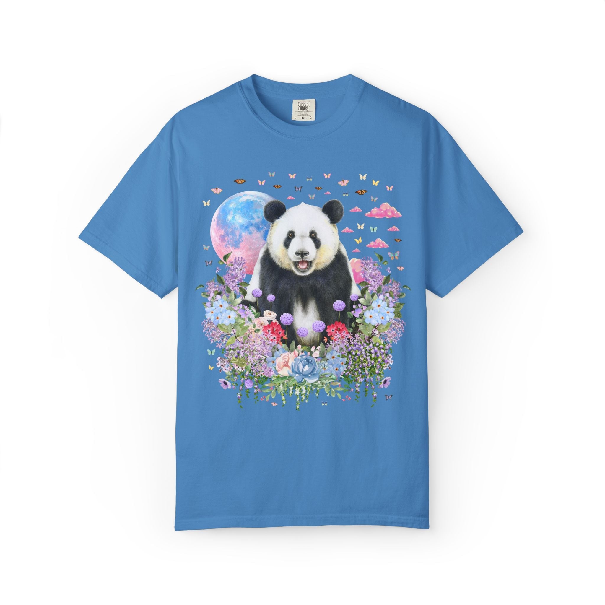 Panda Animal Lover Tee Shirt with Butterflies and Flowers - Opal and June