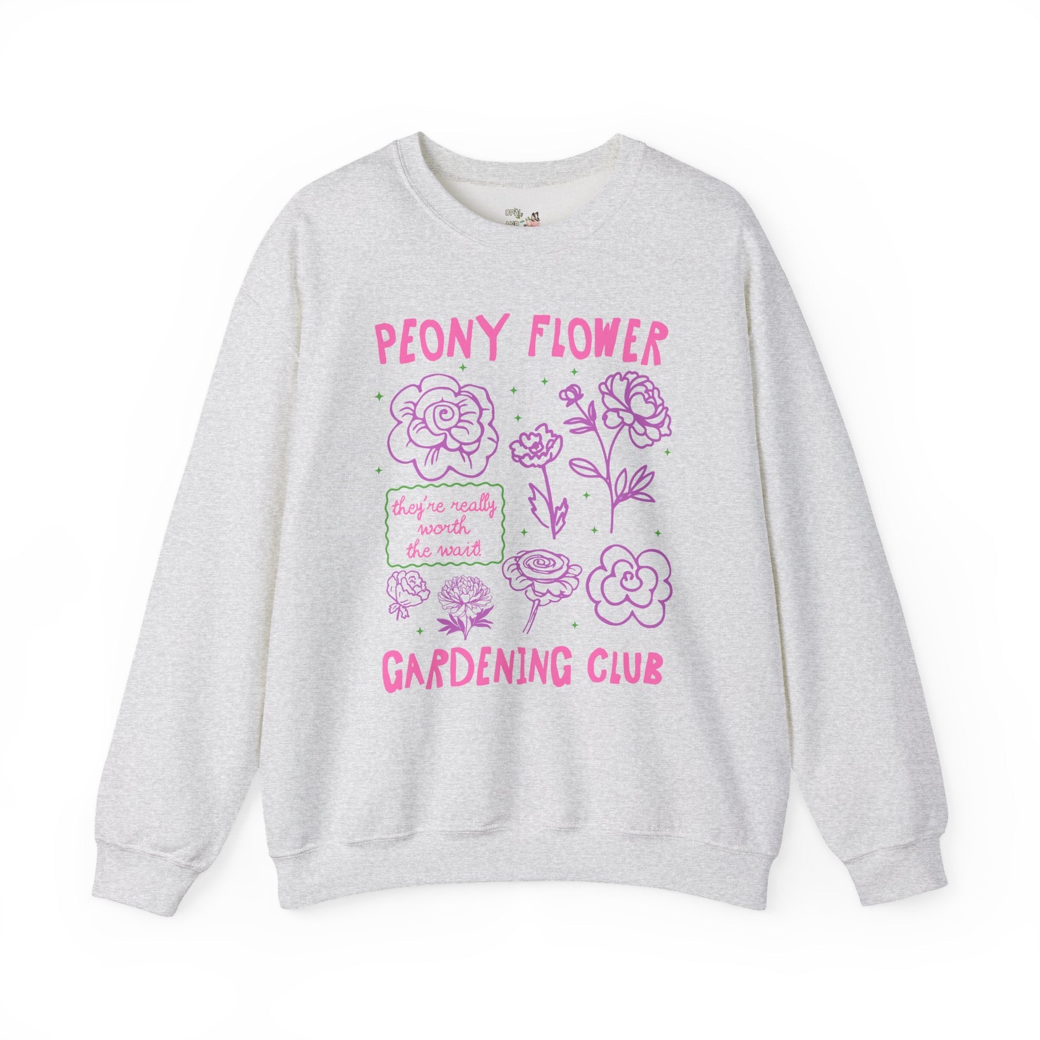 Peony Flower Gardening Club: Cute Gardening Sweatshirt for Mom Who Grows Peonies, Flower Farmer, Cut Flower Gardening Shirt for Gardener - Opal and June