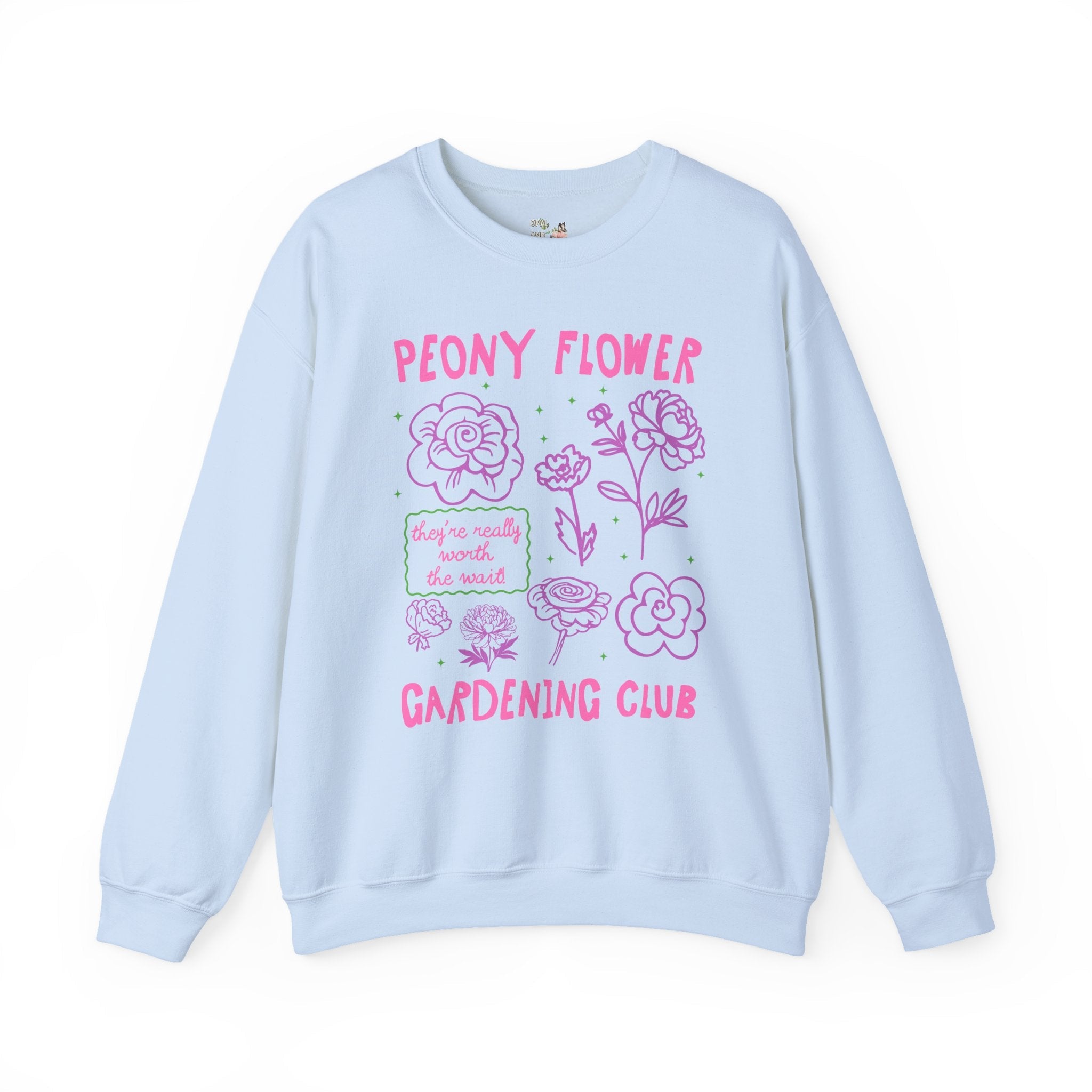 Peony Flower Gardening Club: Cute Gardening Sweatshirt for Mom Who Grows Peonies, Flower Farmer, Cut Flower Gardening Shirt for Gardener - Opal and June