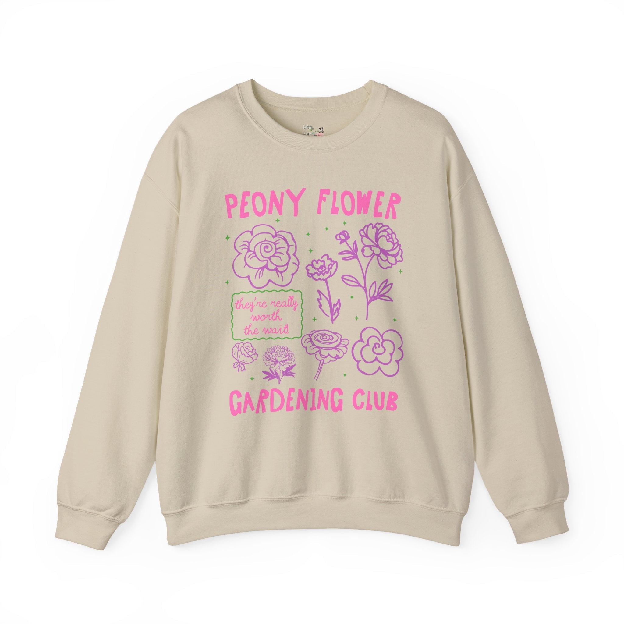 Peony Flower Gardening Club: Cute Gardening Sweatshirt for Mom Who Grows Peonies, Flower Farmer, Cut Flower Gardening Shirt for Gardener - Opal and June