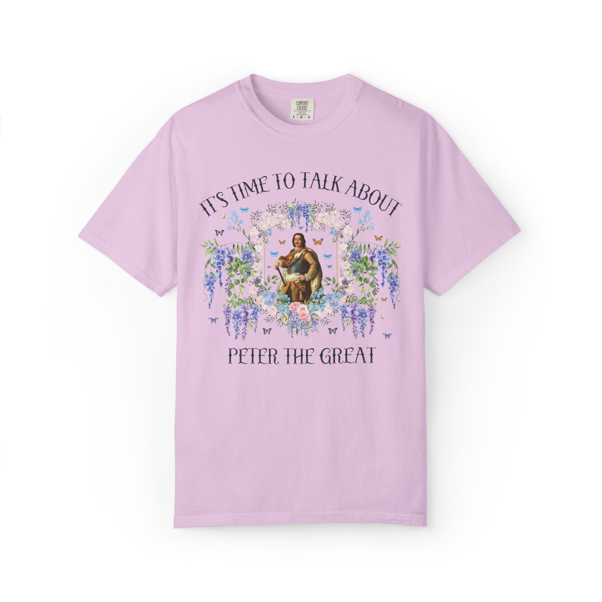 Peter the Great History Buff Tee Shirt for Russian History Lover: It's Time to Talk About Peter the Great, 18th Century Floral Historian Tee - Opal and June