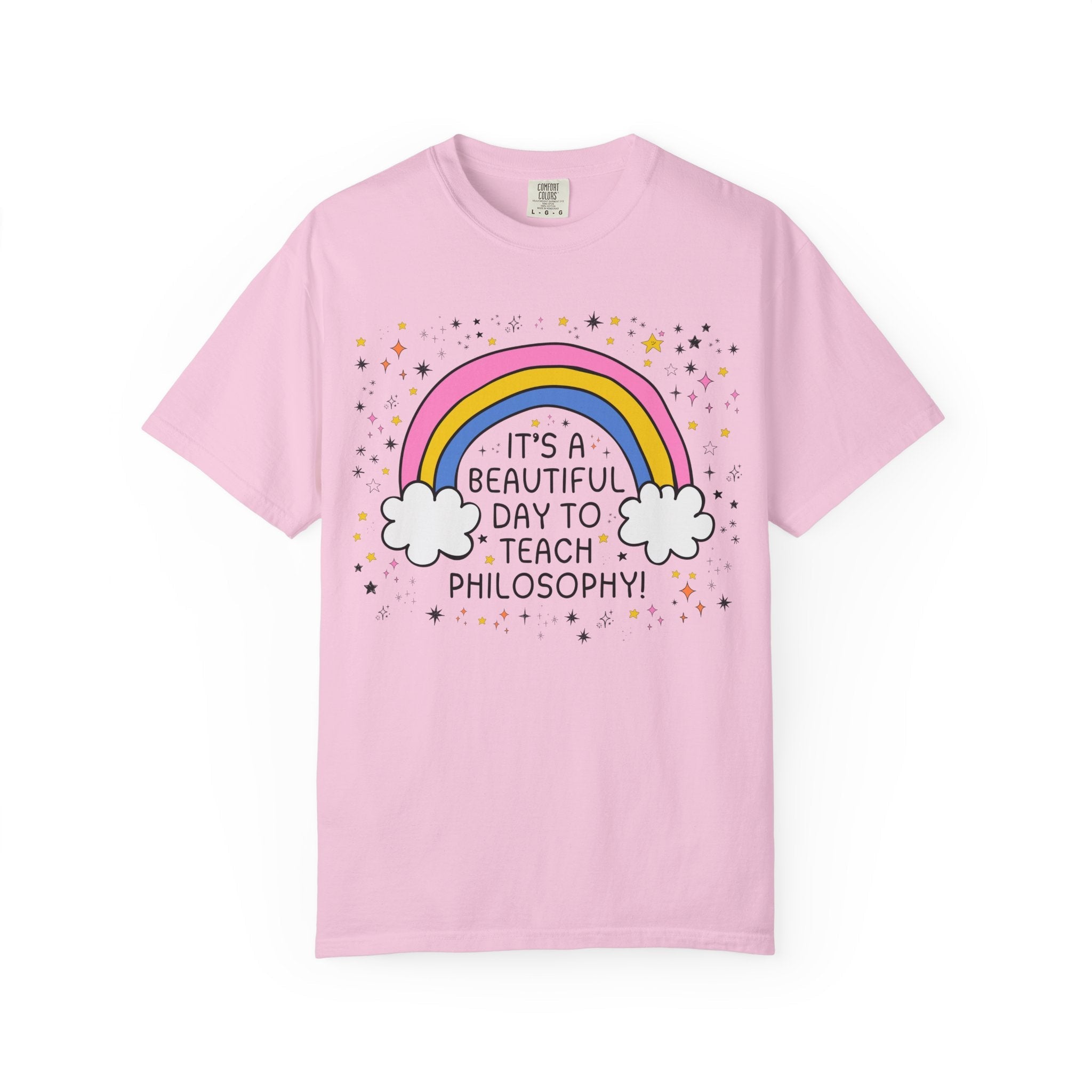 Philosophy Professor T-Shirt with Stars, High School Philosophy Teacher Gift, Matching Teacher Shirt with Rainbow, Cute Back to School Tee - Opal and June