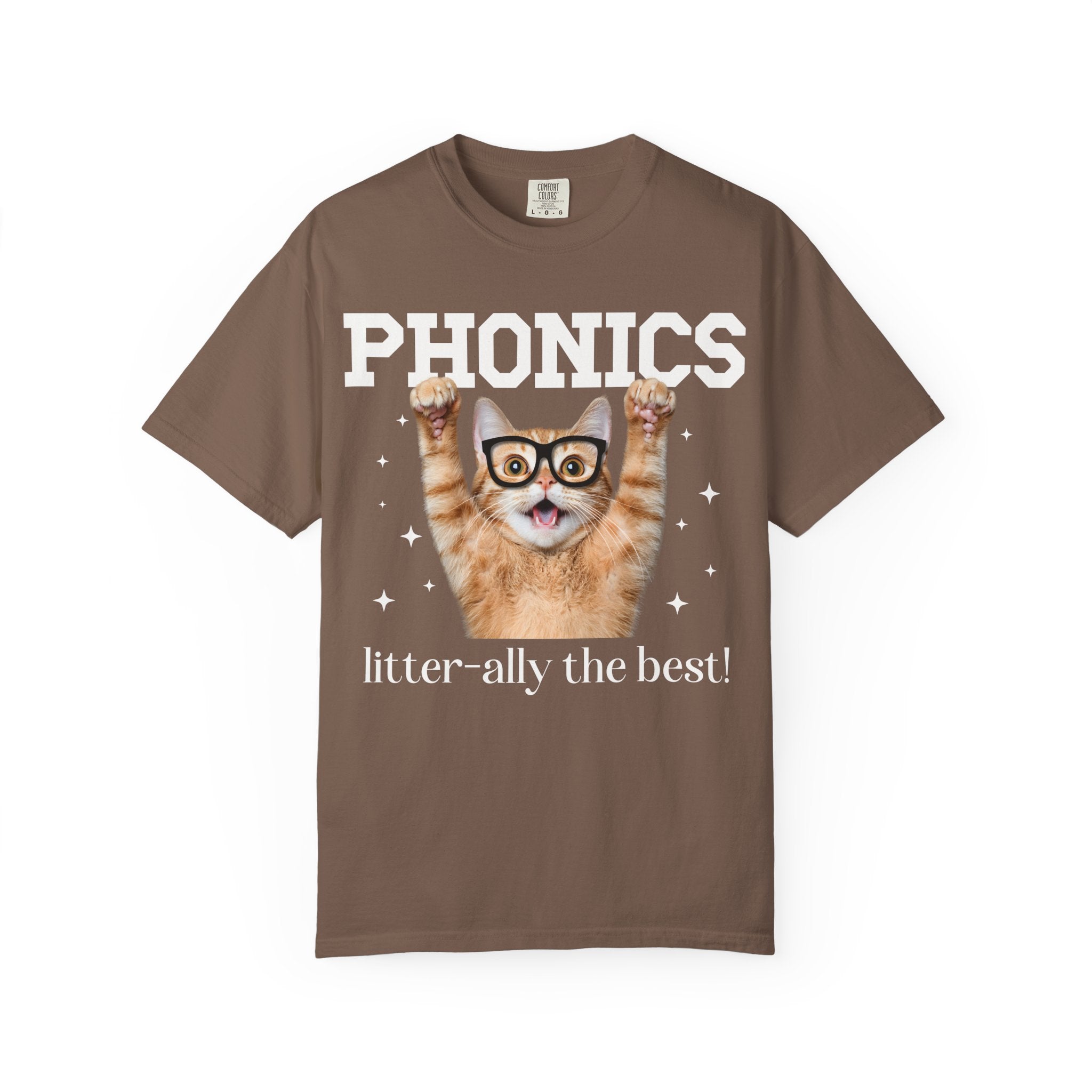 Phonics Teacher Cat Lover Tee Shirt for Back to School, Funny Saying Cat Mom or Cat Dad Gift, First Day of School Teacher Team Shirt - Opal and June