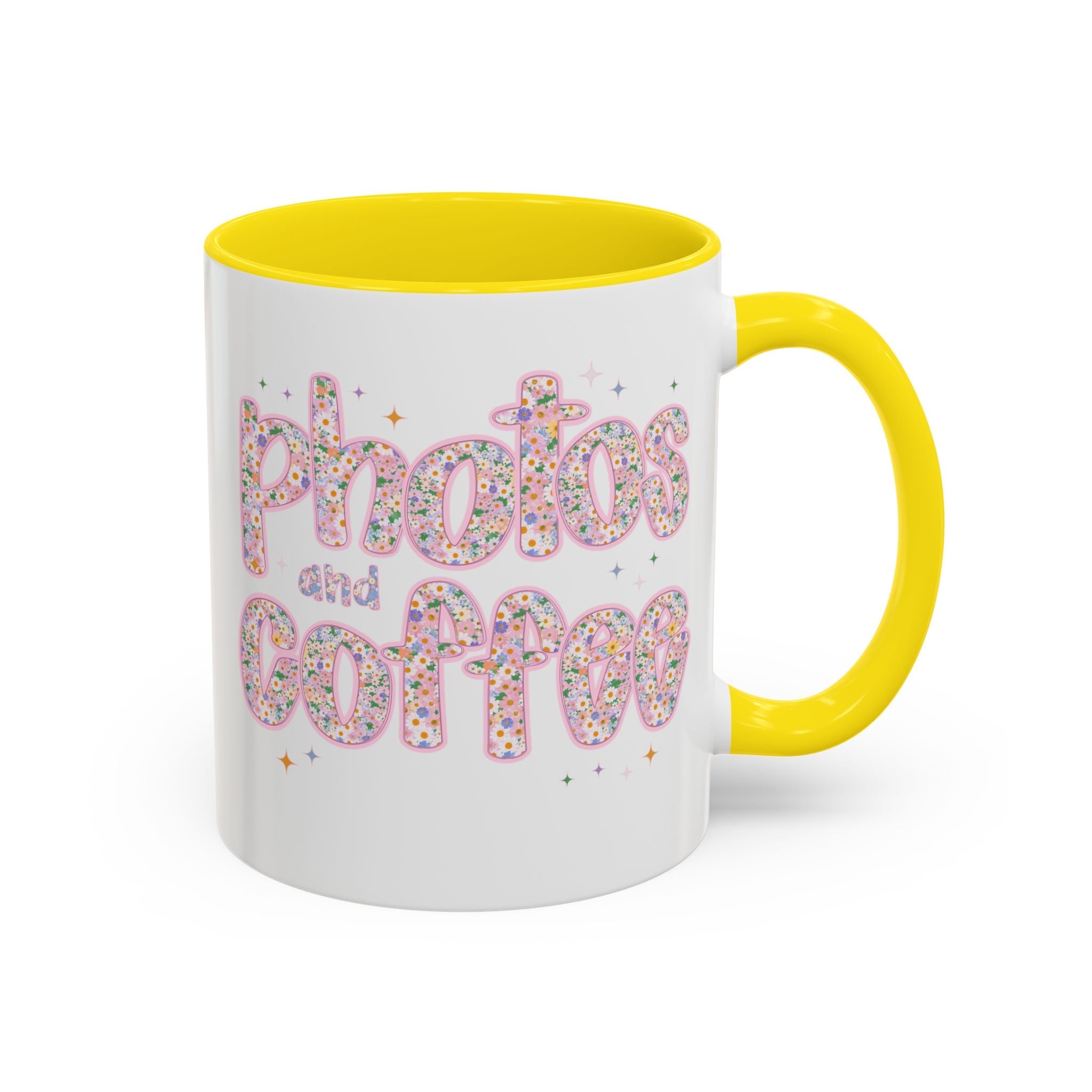 Photos and Coffee 11 Oz Mug: Cute Photographer Gift for Coffee Lover, Floral Wedding Photographer or Elopement Photographer Thank You Gift - Opal and June