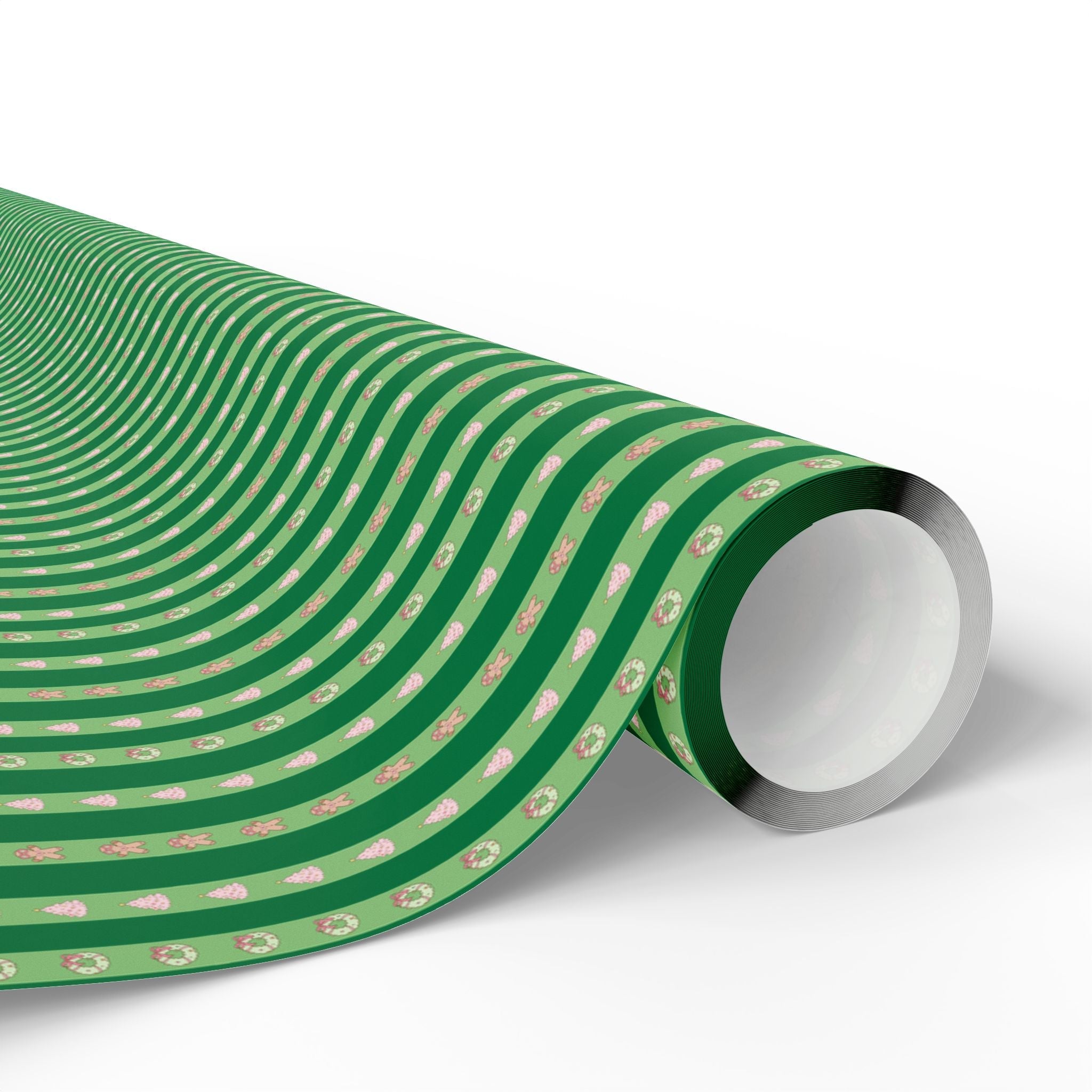 Pink and Green Christmas Wrapping Paper - Opal and June