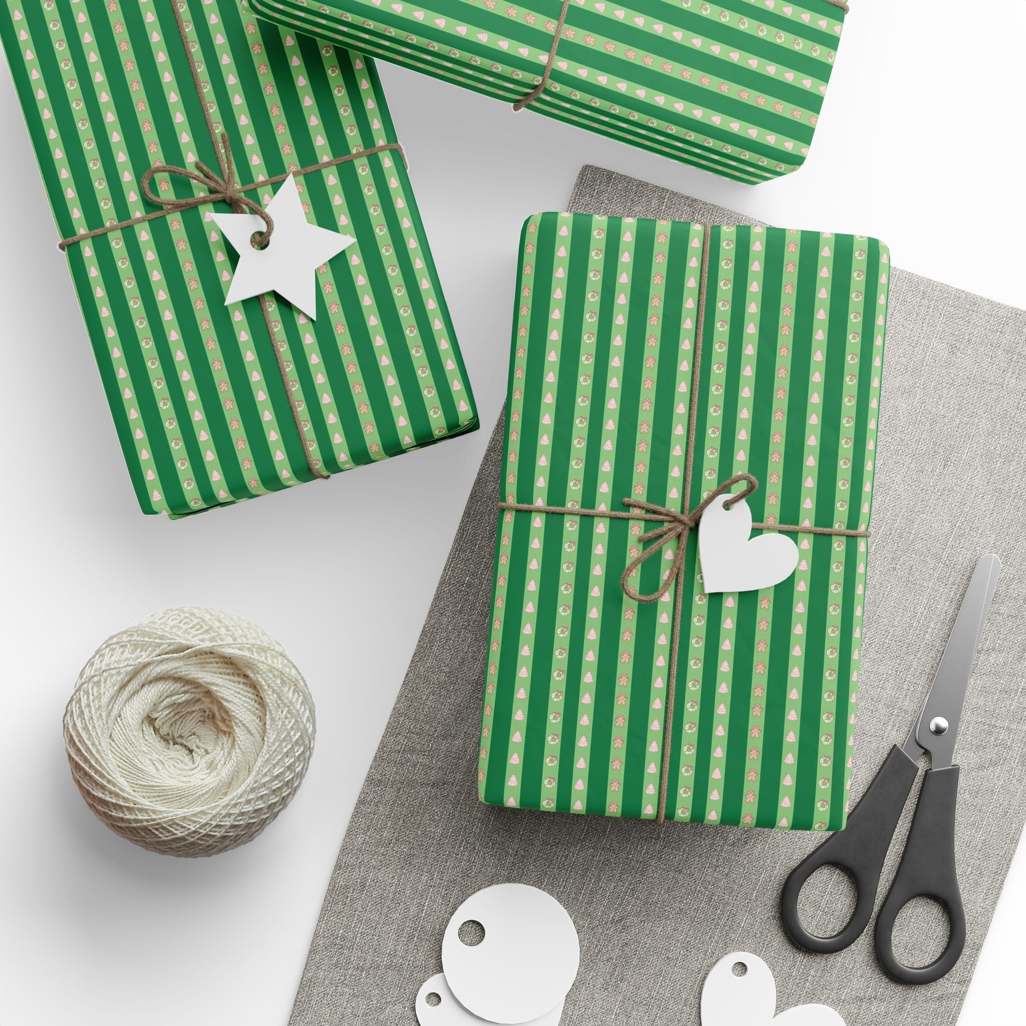 Pink and Green Christmas Wrapping Paper - Opal and June