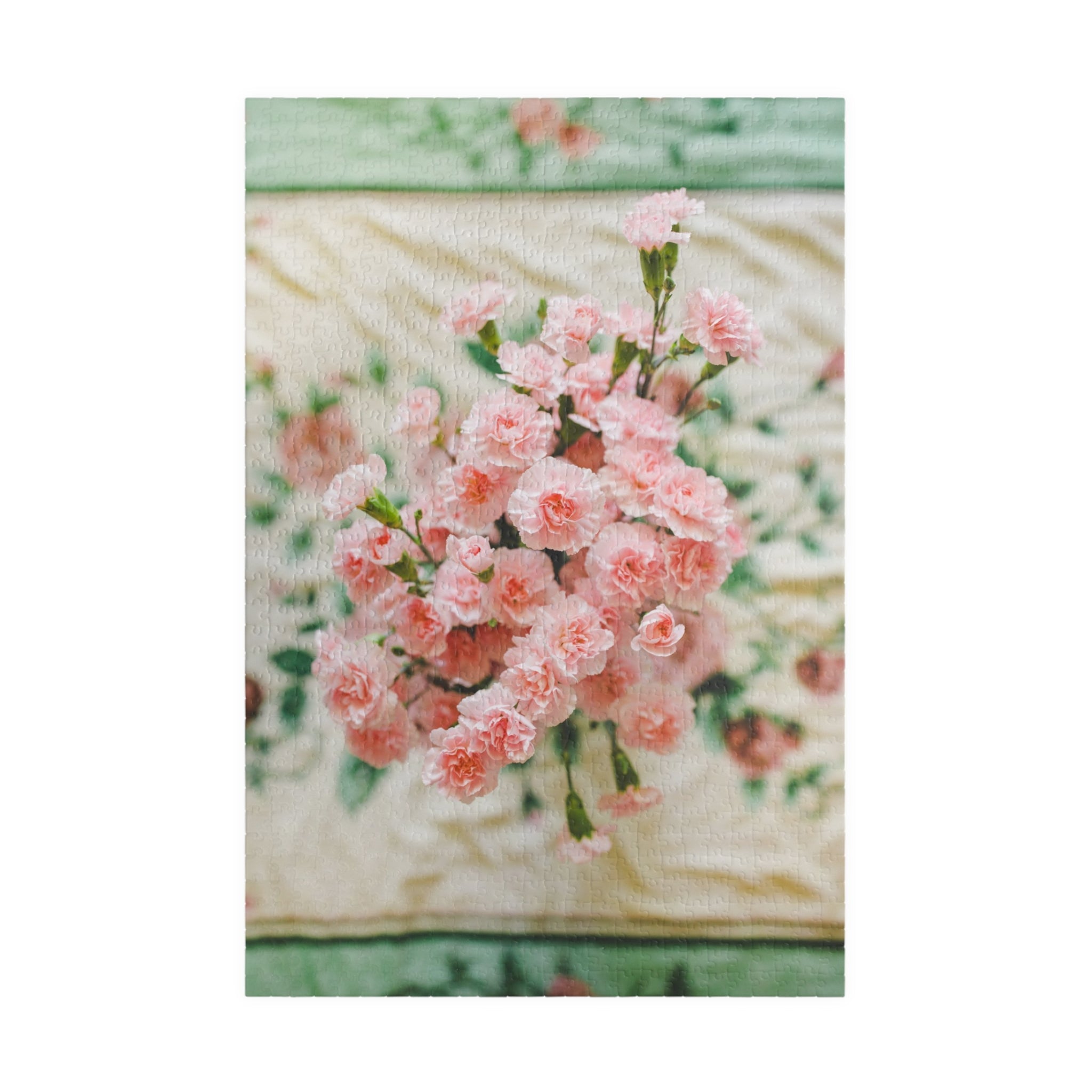 Pink Carnation Flower Puzzle for Mom: Original Photograph of Small Pink Flowers, Vintage Aesthetic Blanket, Floral Cottagecore Gift for Her - Opal and June
