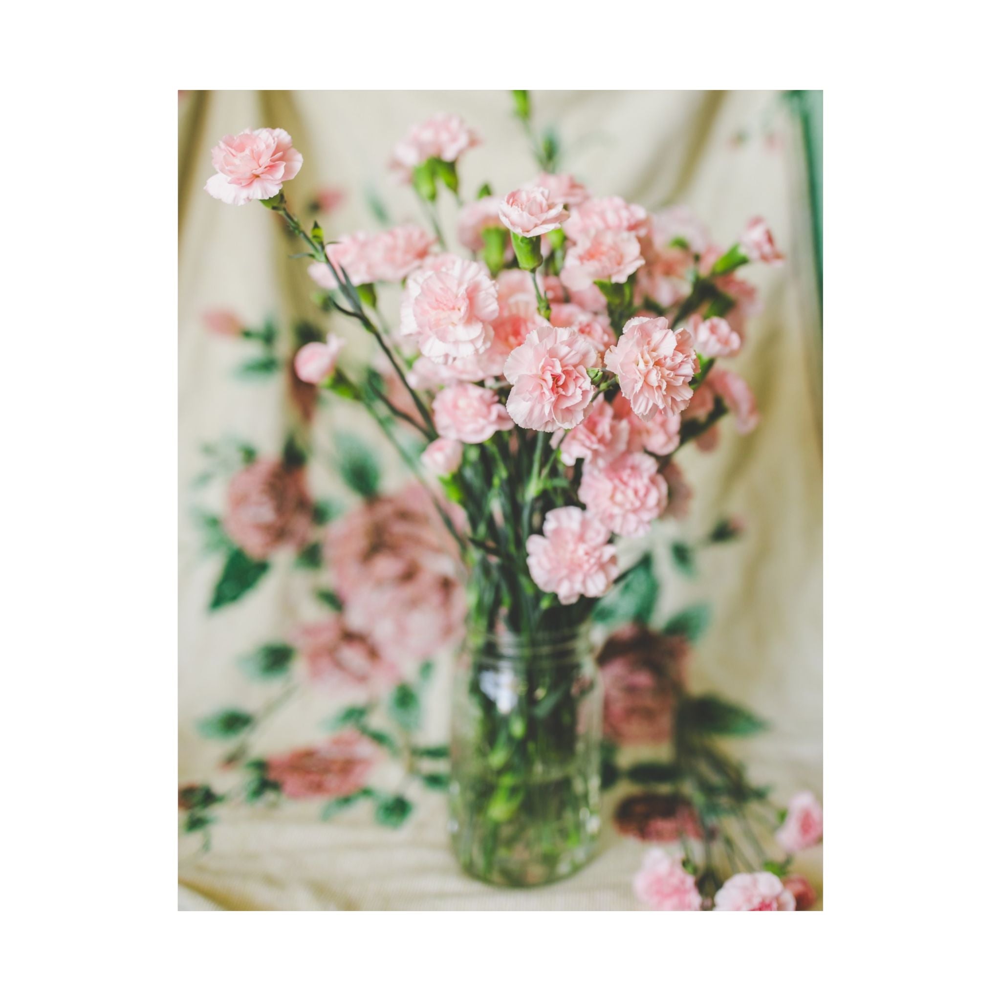 Pink Carnation Flower Wall Art: Original Photograph of Small Pink Flowers, Vintage Aesthetic Blanket, Floral Cottagecore, Decor for Kitchen - Opal and June