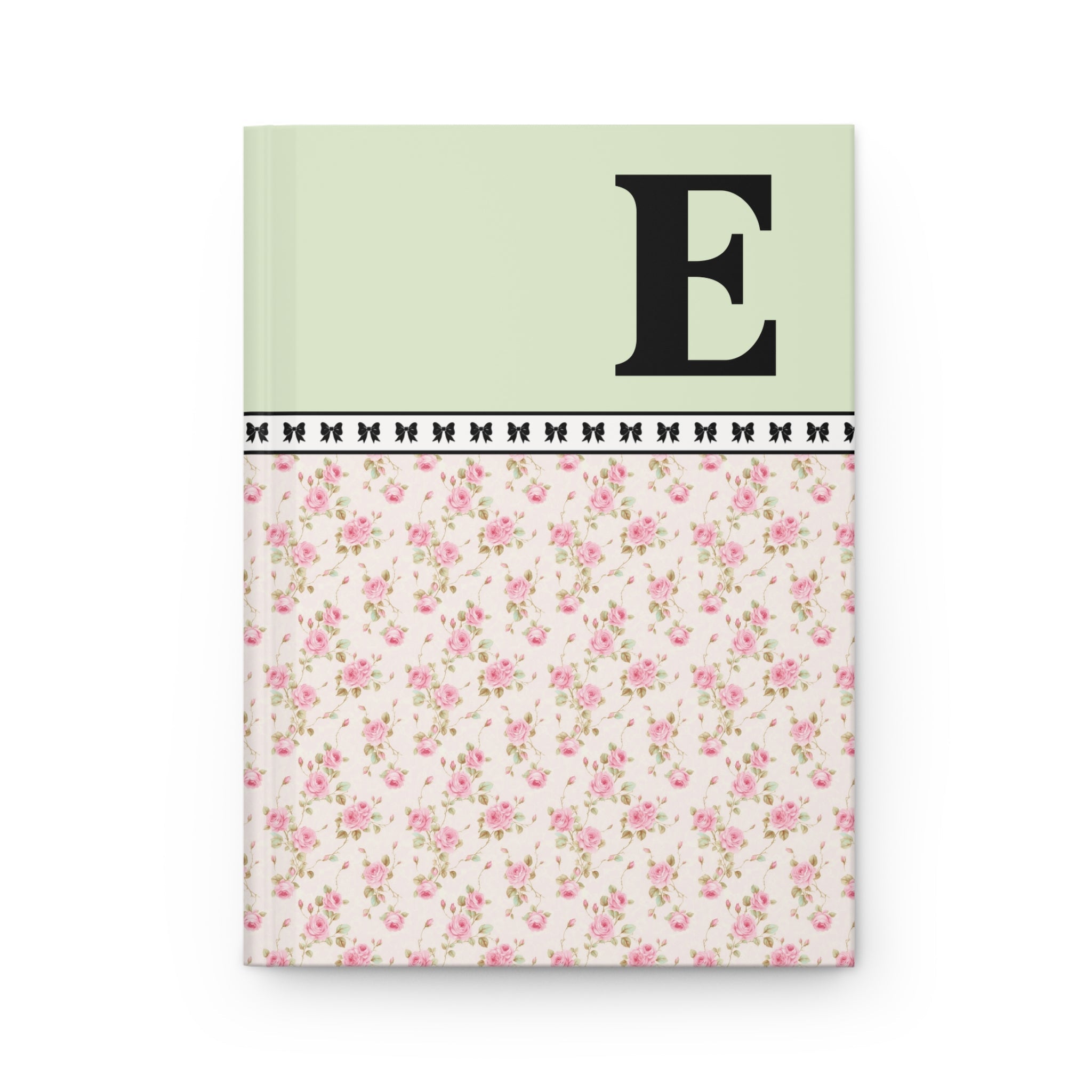 Pink Floral Notebook with Initial and Bows: E - Opal and June