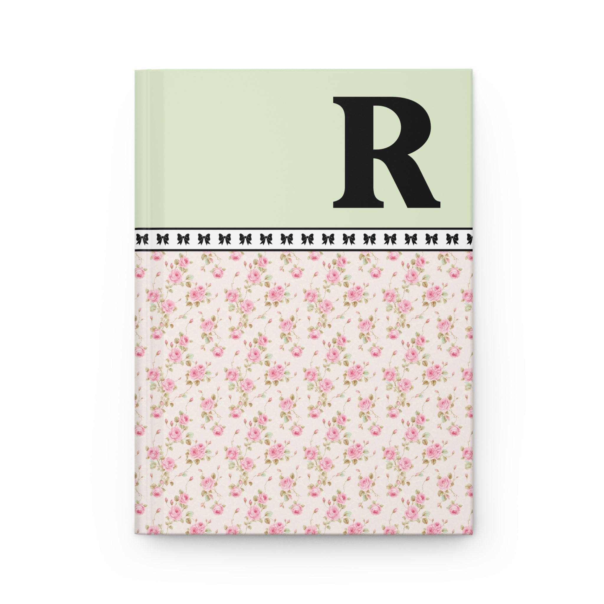 Pink Floral Notebook with Initial and Bows: R - Opal and June