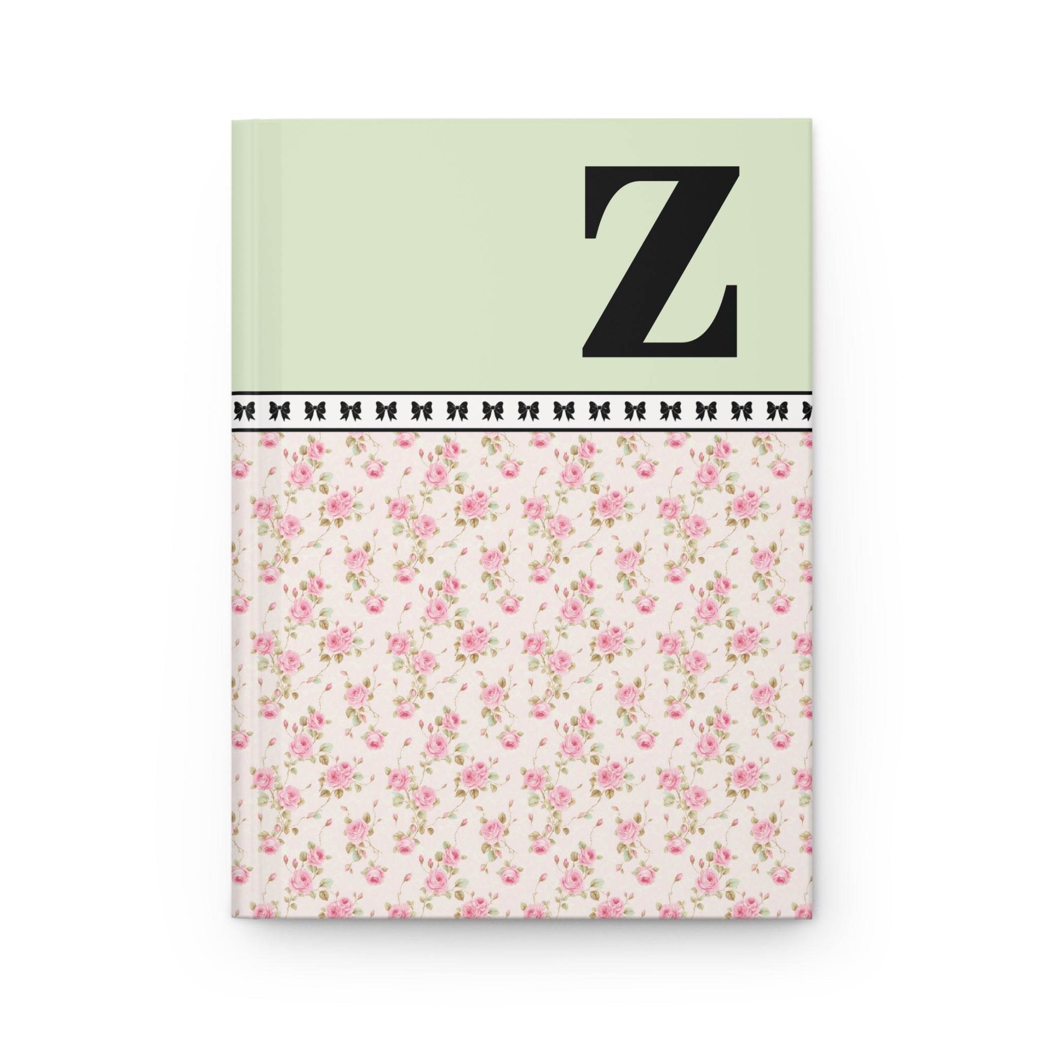 Pink Floral Notebook with Initial and Bows: Z - Opal and June