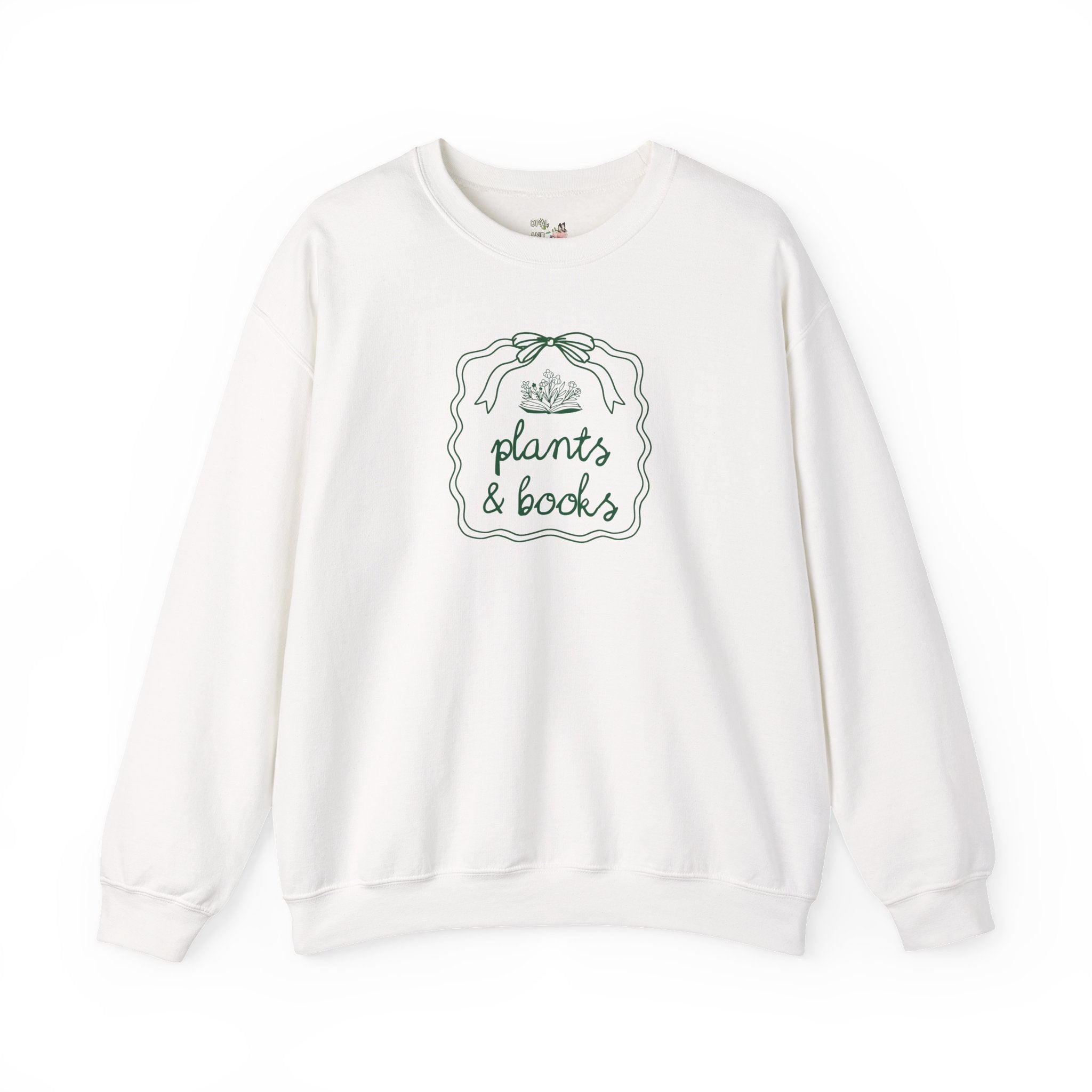 Plants and Books Sweatshirt for Bookworm Who Loves Growing Flowers or Plants, Cute Book Lover Gift with Doodle, Cozy Bookish Gift for Reader - Opal and June