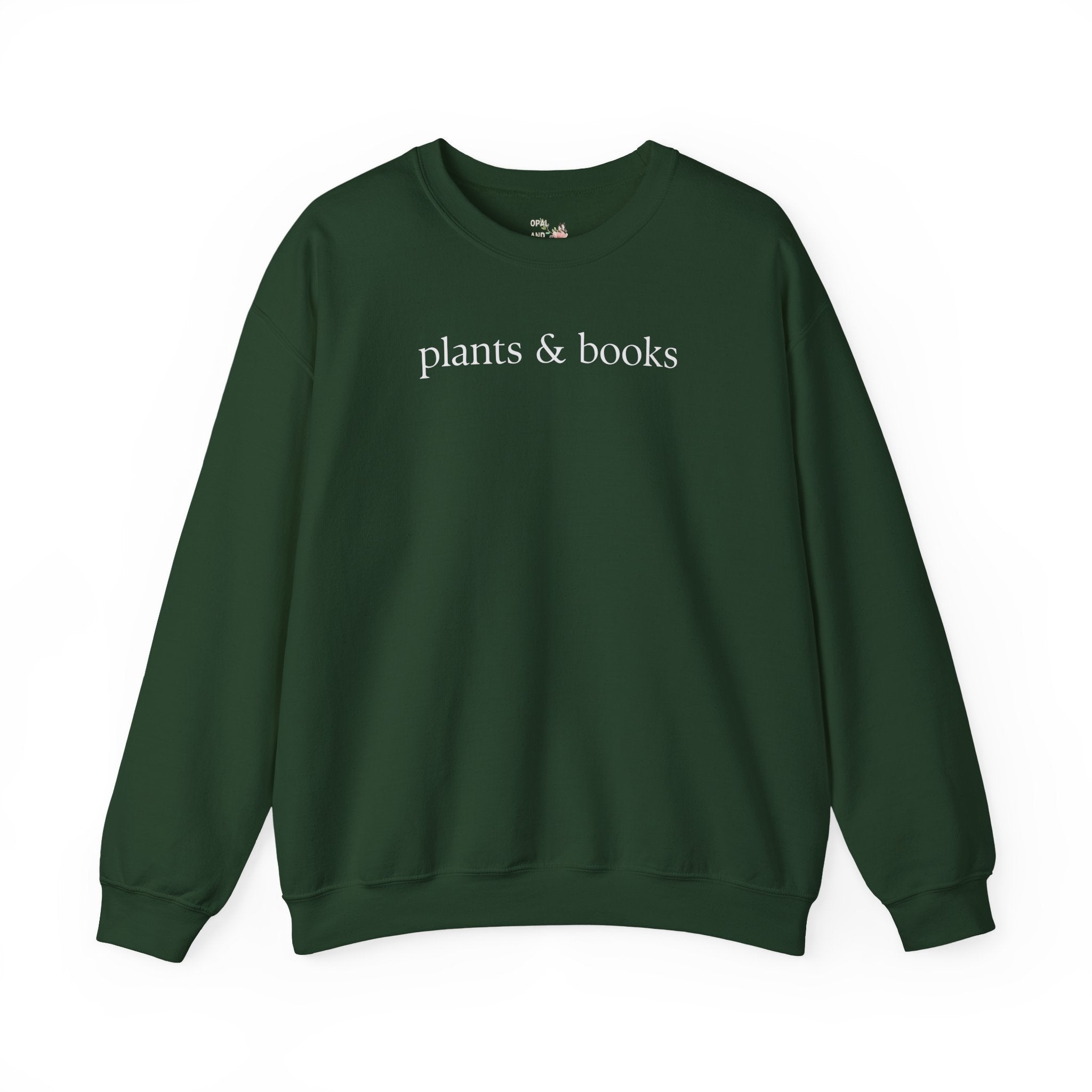 Plants and Books Sweatshirt for Bookworm Who Loves Growing Flowers or Plants, Minimalist Book Lover Shirt, Cozy Bookish Present for Reader - Opal and June