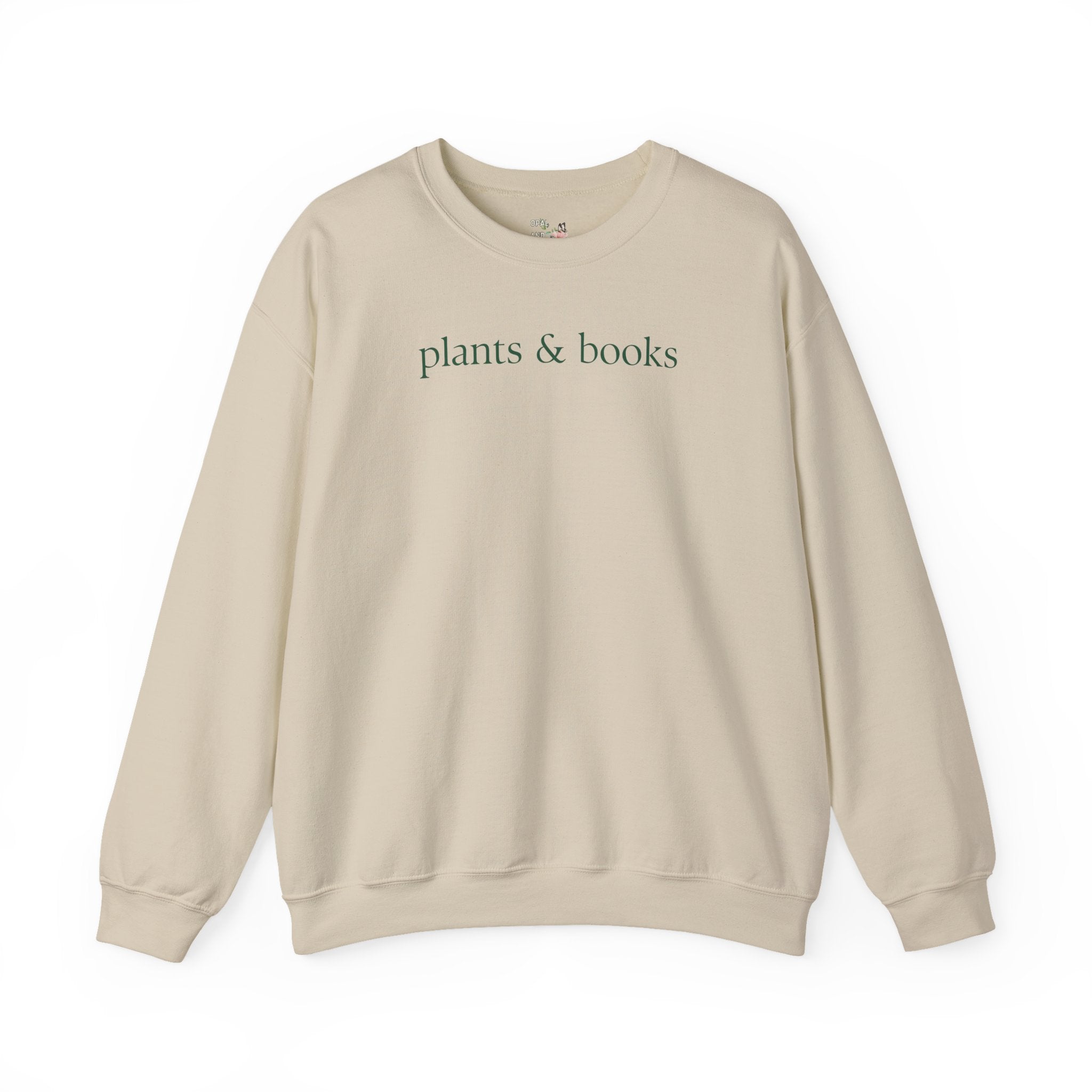 Plants and Books Sweatshirt for Bookworm Who Loves Growing Flowers or Plants, Minimalist Book Lover Shirt, Cozy Bookish Present for Reader - Opal and June