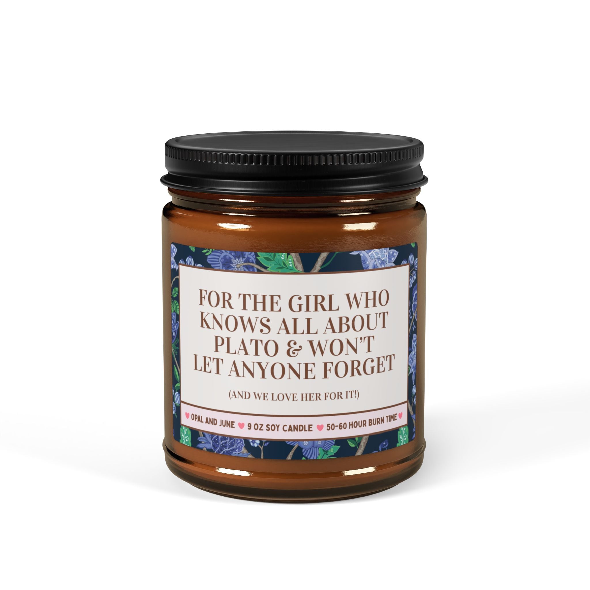 Plato Ancient Greek History Teacher Gift: For the Girl Who Knows All About Plato, 9 Oz Soy Candle, Philosophy Professor, Ancient History - Opal and June