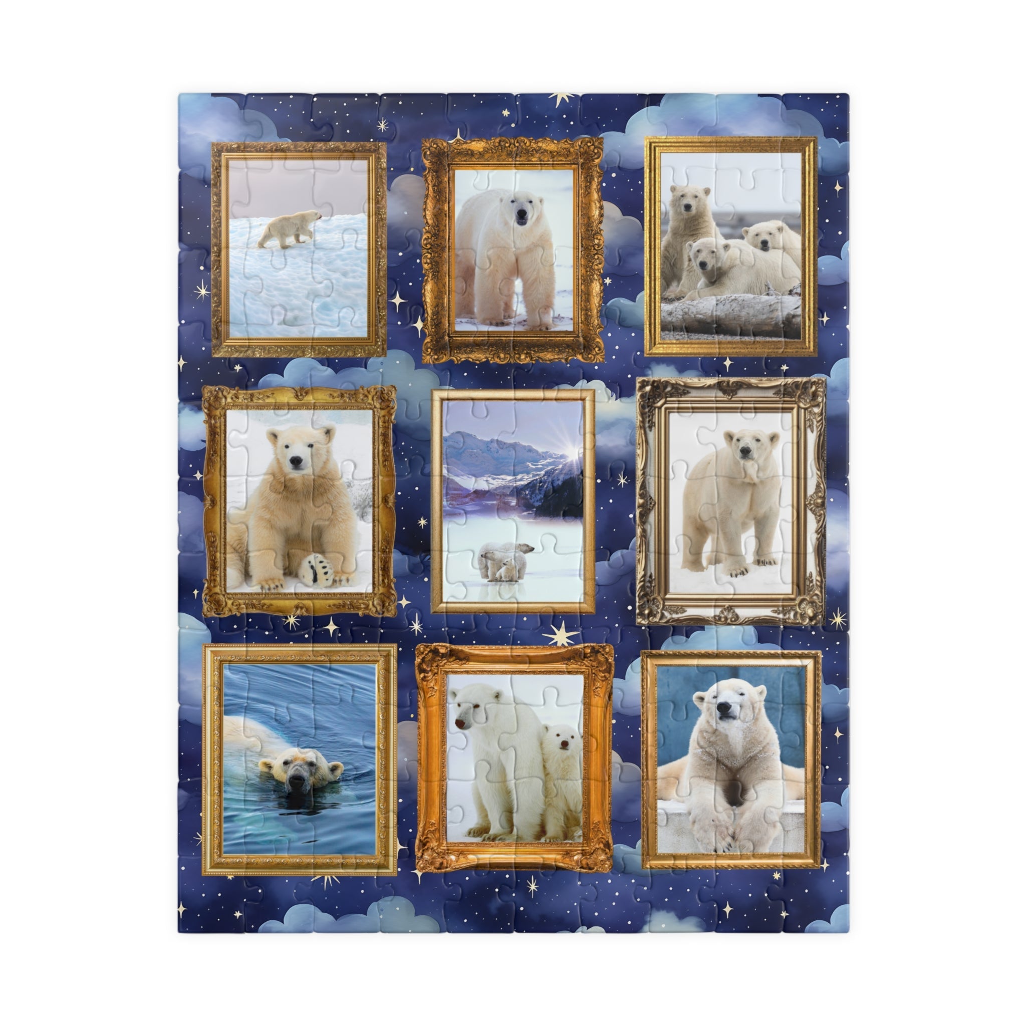 Polar Bear Photographs Framed on a Puzzle: Silly Animal Lover Gift with Bears in Snow, Gift for Friend Who Loves Polar Bears and Snow - Opal and June
