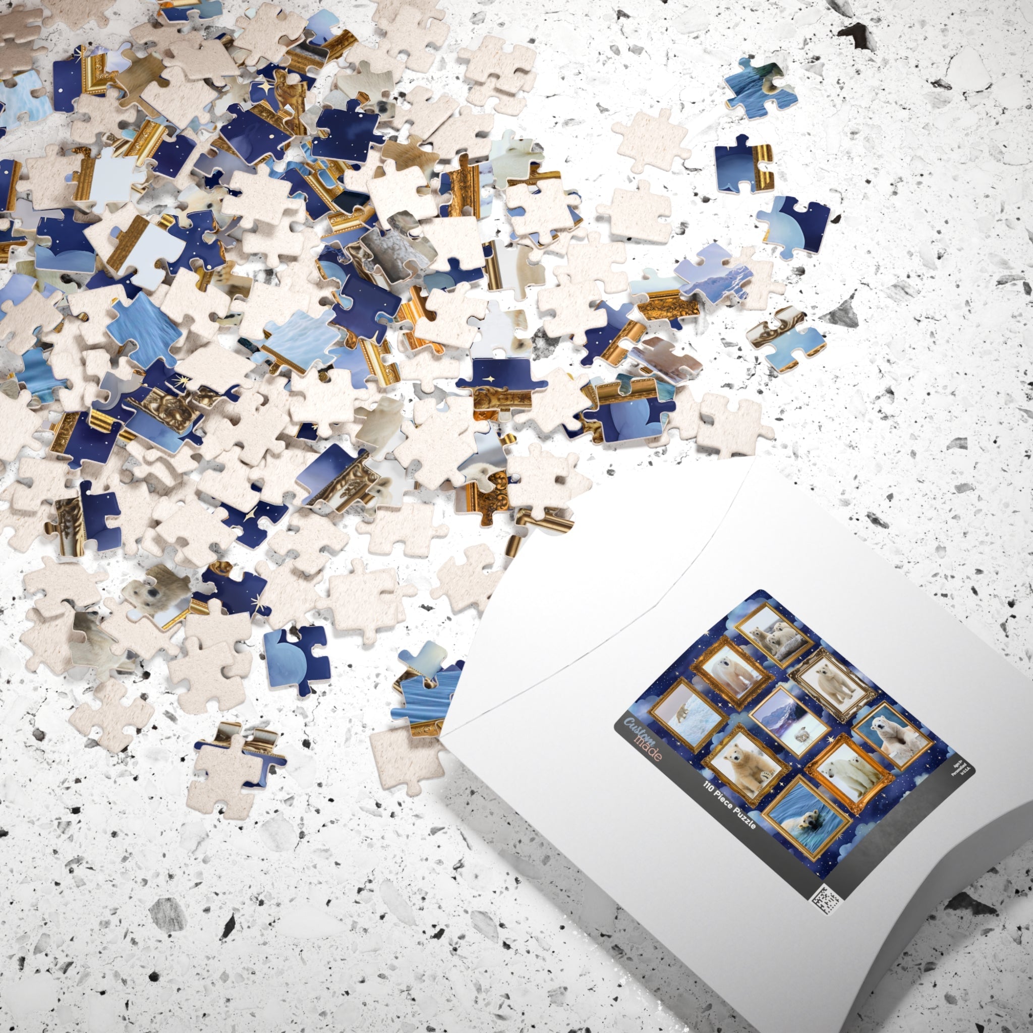 Polar Bear Photographs Framed on a Puzzle: Silly Animal Lover Gift with Bears in Snow, Gift for Friend Who Loves Polar Bears and Snow - Opal and June