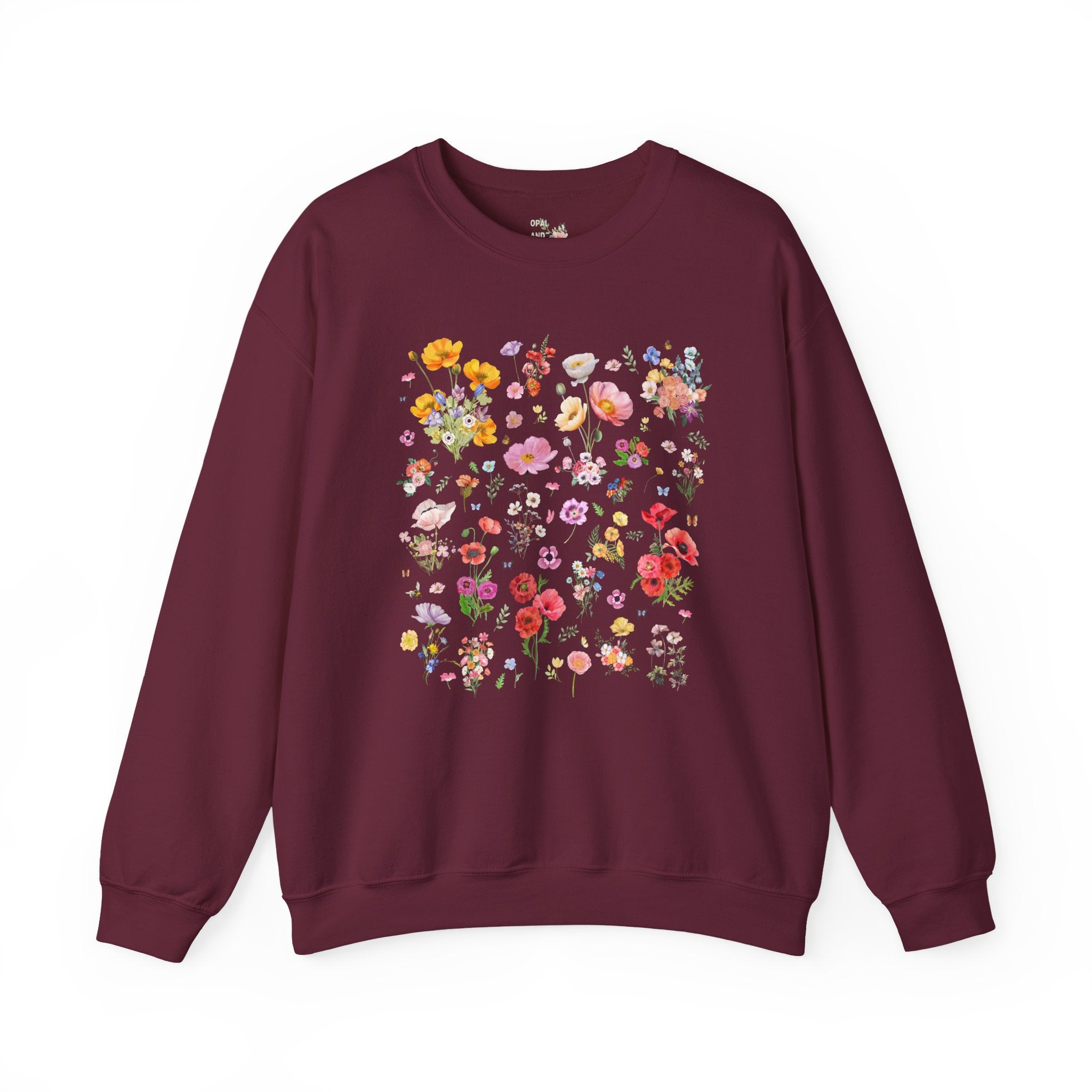 Poppy Flower Sweatshirt for Mom Who Loves Flowers, August Birth Month Gift for Mother's Day, Cute Birthday Present for Daughter who Gardens - Opal and June