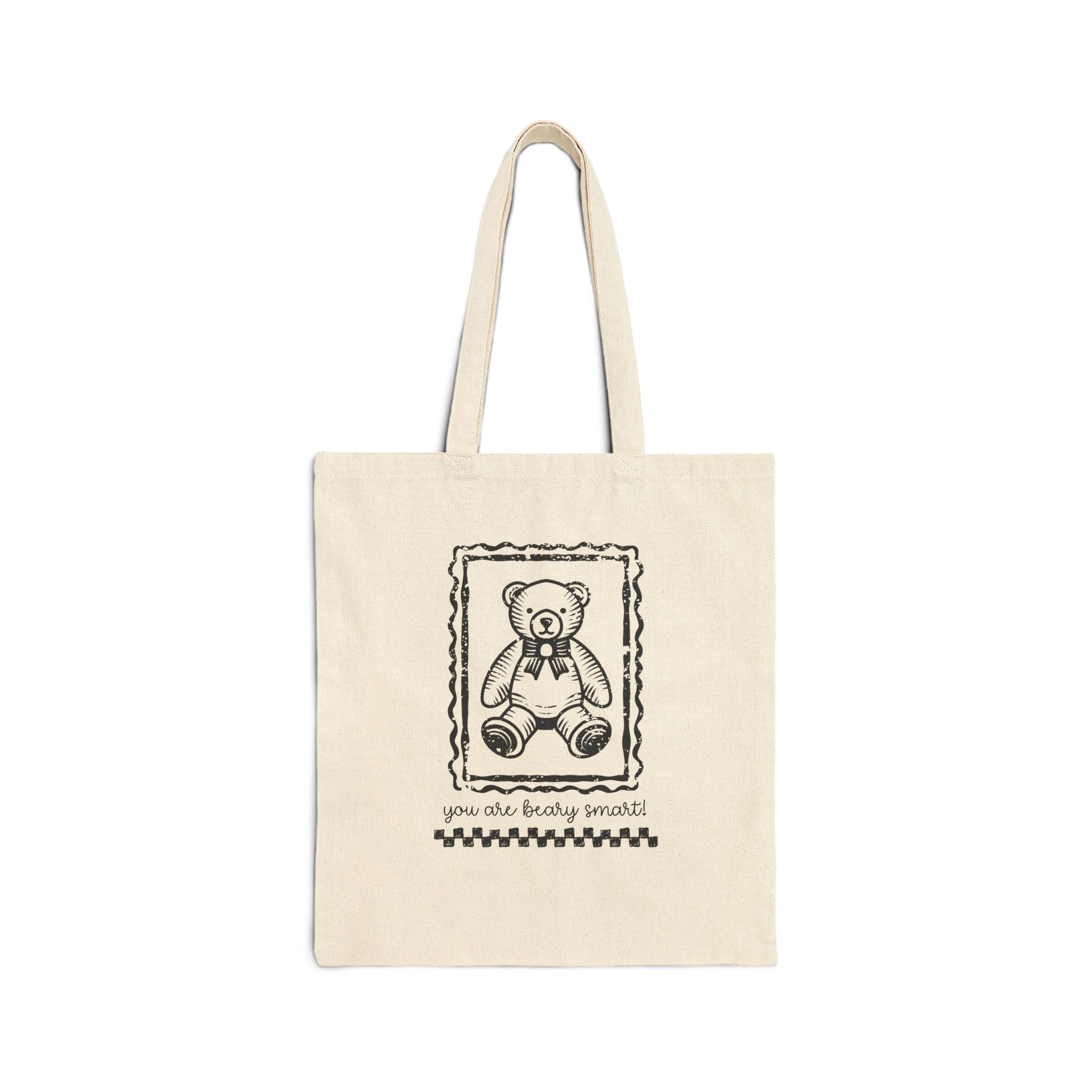 Positive Teacher Tote Bag with Kind Affirmation for Students: You are Beary Smart! Cute Animal Lover Tote for Kindergarten Crew, First Grade - Opal and June