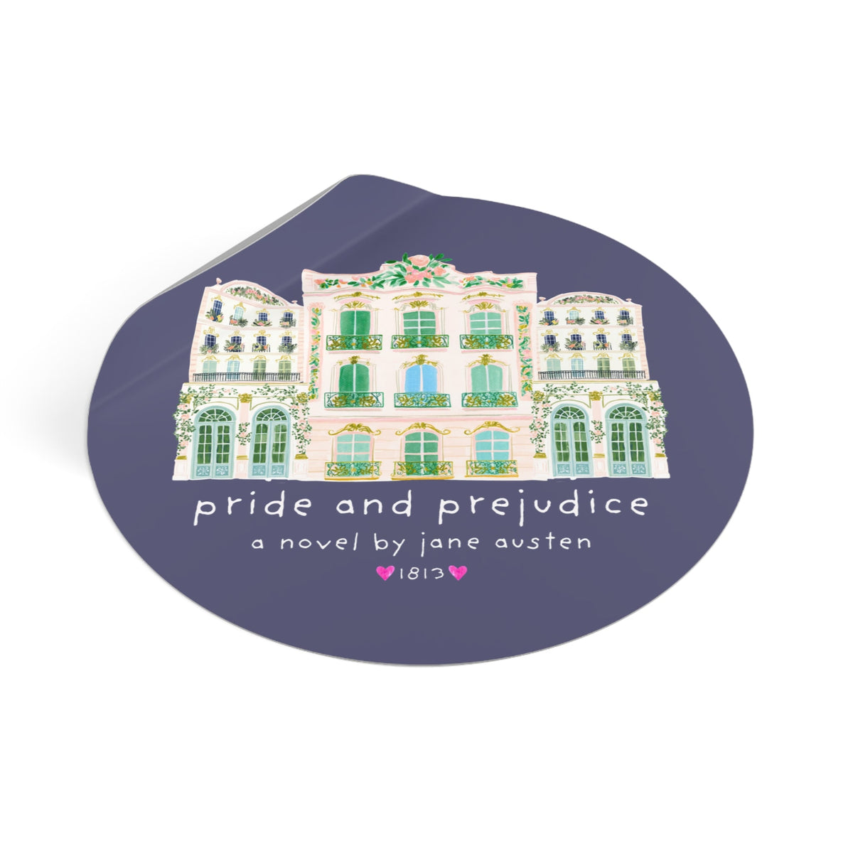Pride and Prejudice: A Novel by Jane Austen, Cute Romance Reader Bookish Sticker for Classic Literature Reader, 19th Century Book Lover Gift - Opal and June