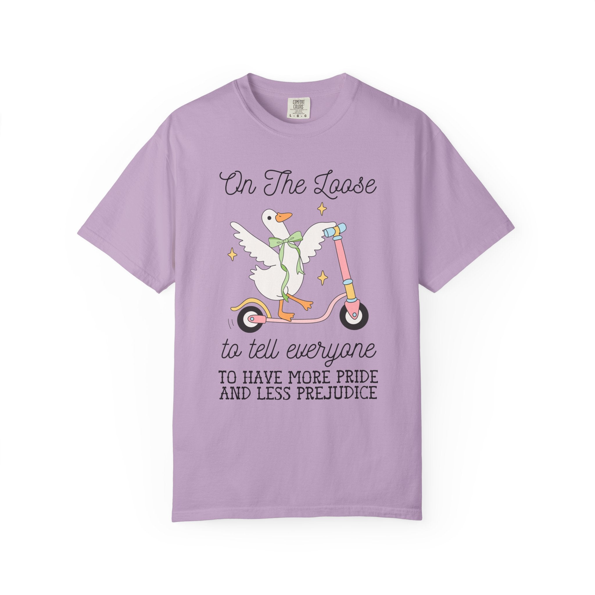 Pride and Prejudice LGBTQ Tee Shirt for Animal Lover, Silly Goose 90s Aesthetic T-Shirt for Pride Month, Gay Rights Tee, Jane Austen Shirt - Opal and June
