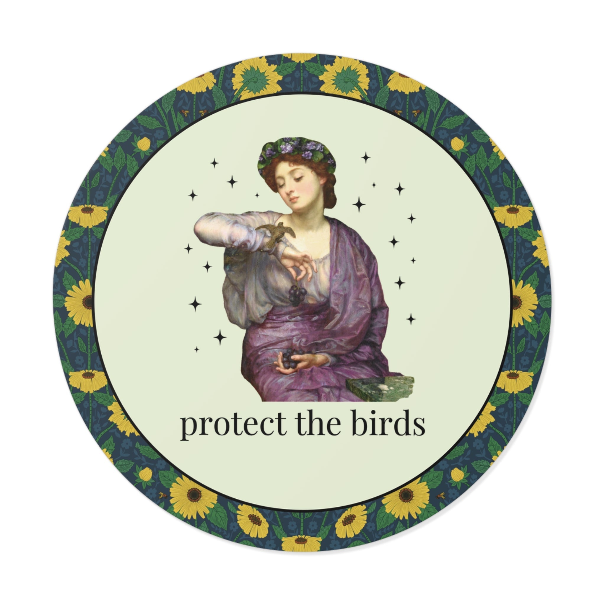 Protect the Birds Art History Sticker with Famous Painting: Bird Conservation Ornithologist Biology Major or Teacher Gift, Bird Lover Sticker - Opal and June