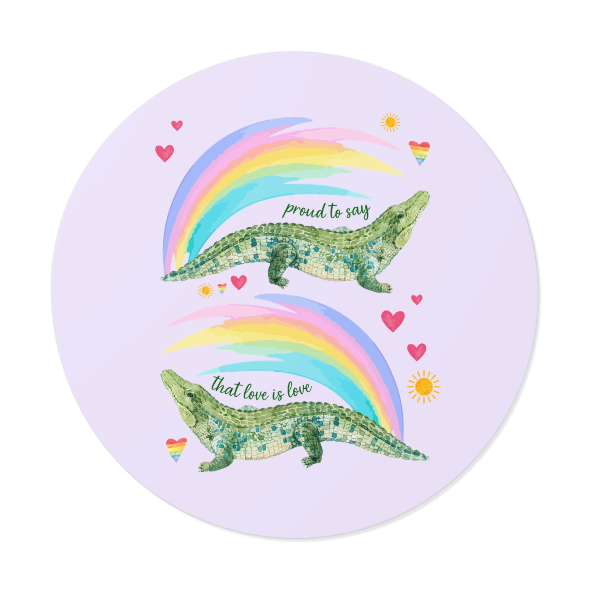 Proud to Say that Love is Love: Colorful Alligator Sticker with Rainbow and Hearts, Gay Rights Nostalgic Animal Lover Sticker for Pride Month - Opal and June