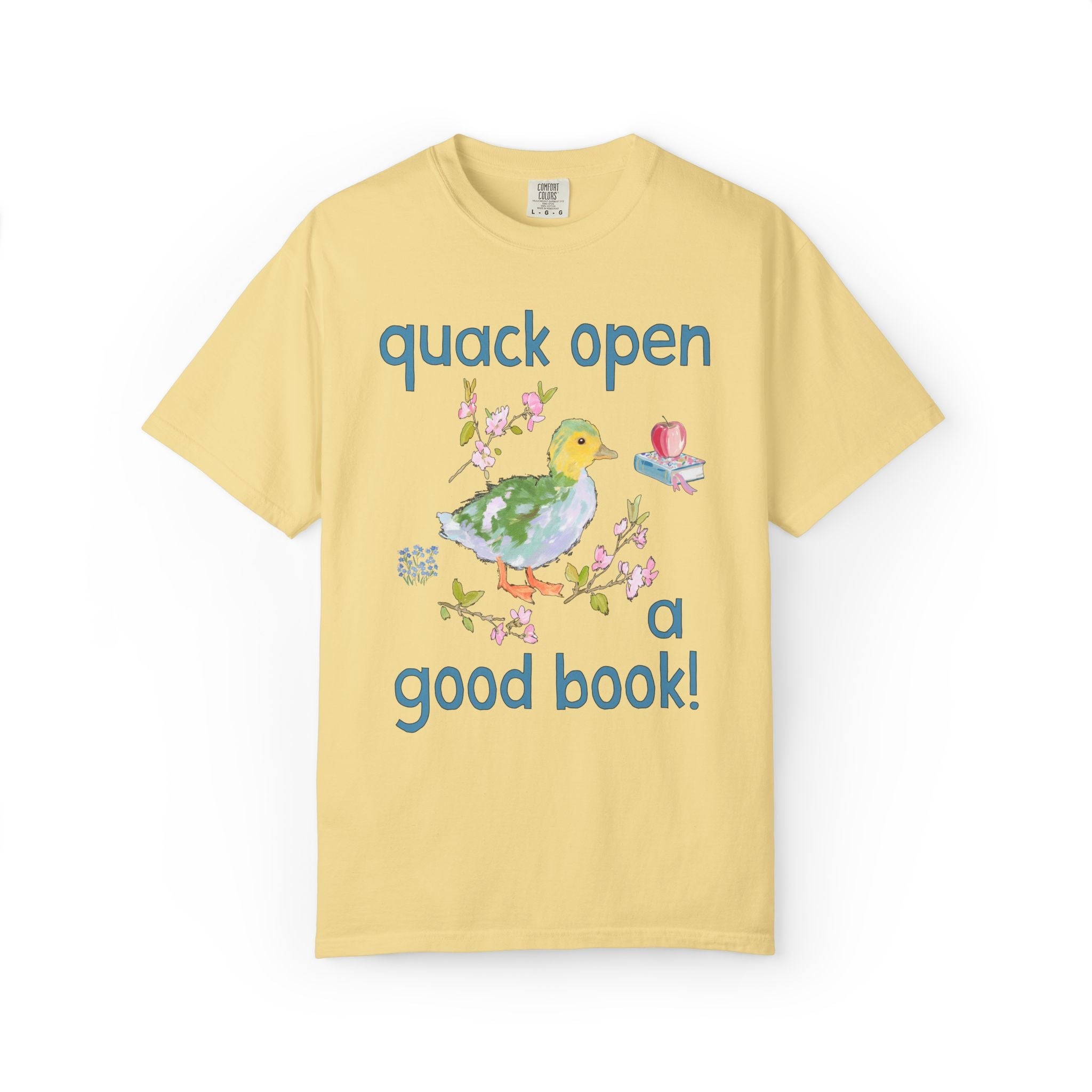 Quack Open a Good Book: Cute Bookish Duck Tee Shirt for Bookworm or School Librarian, Colorful Reading Teacher or Book Lover T-Shirt - Opal and June