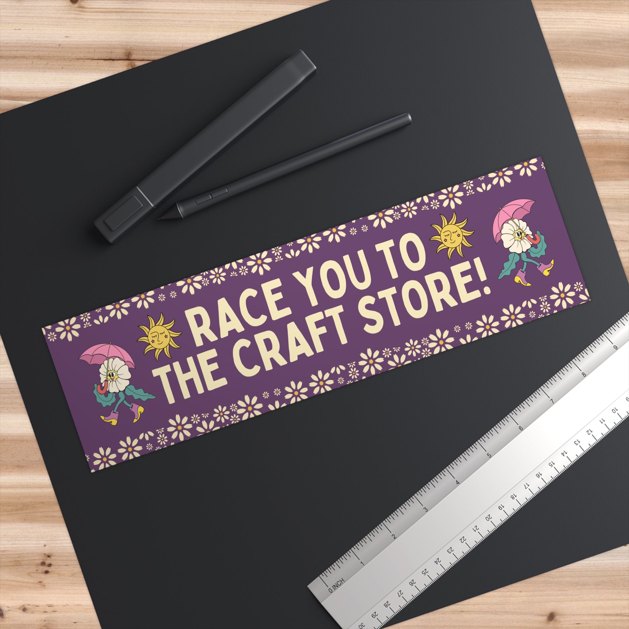 Race You to the Craft Store Bumper Sticker: Funny Saying Sticker, Mom Who Loves Crafts, Cute Sewing or Knitting Gift, Sticker for Yarn Lover - Opal and June
