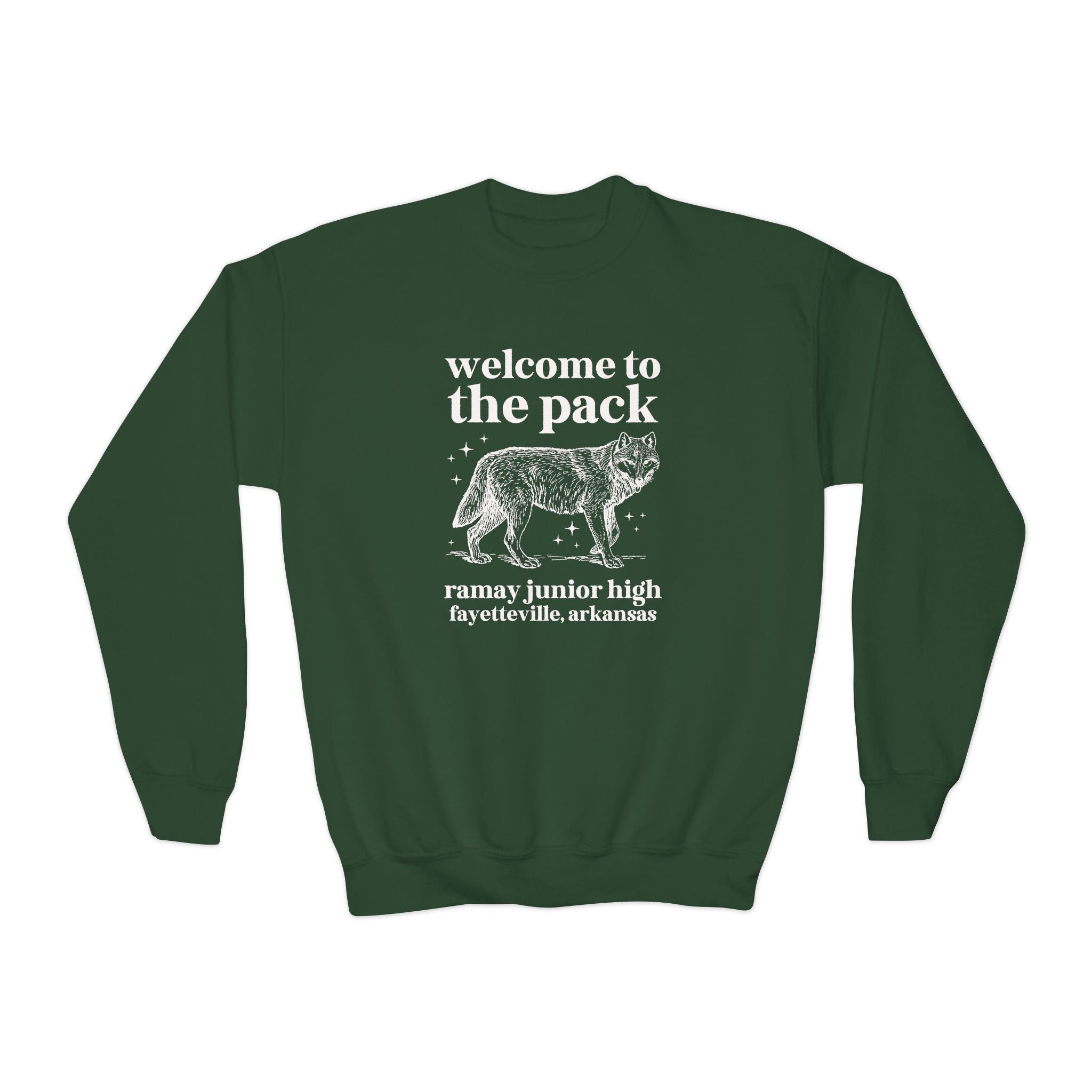 Ramay Junior High School Kids Sweatshirt: Welcome to the Pack | FPS + Opal and June Kids Sweatshirt, Fayetteville Public Schools - Opal and June