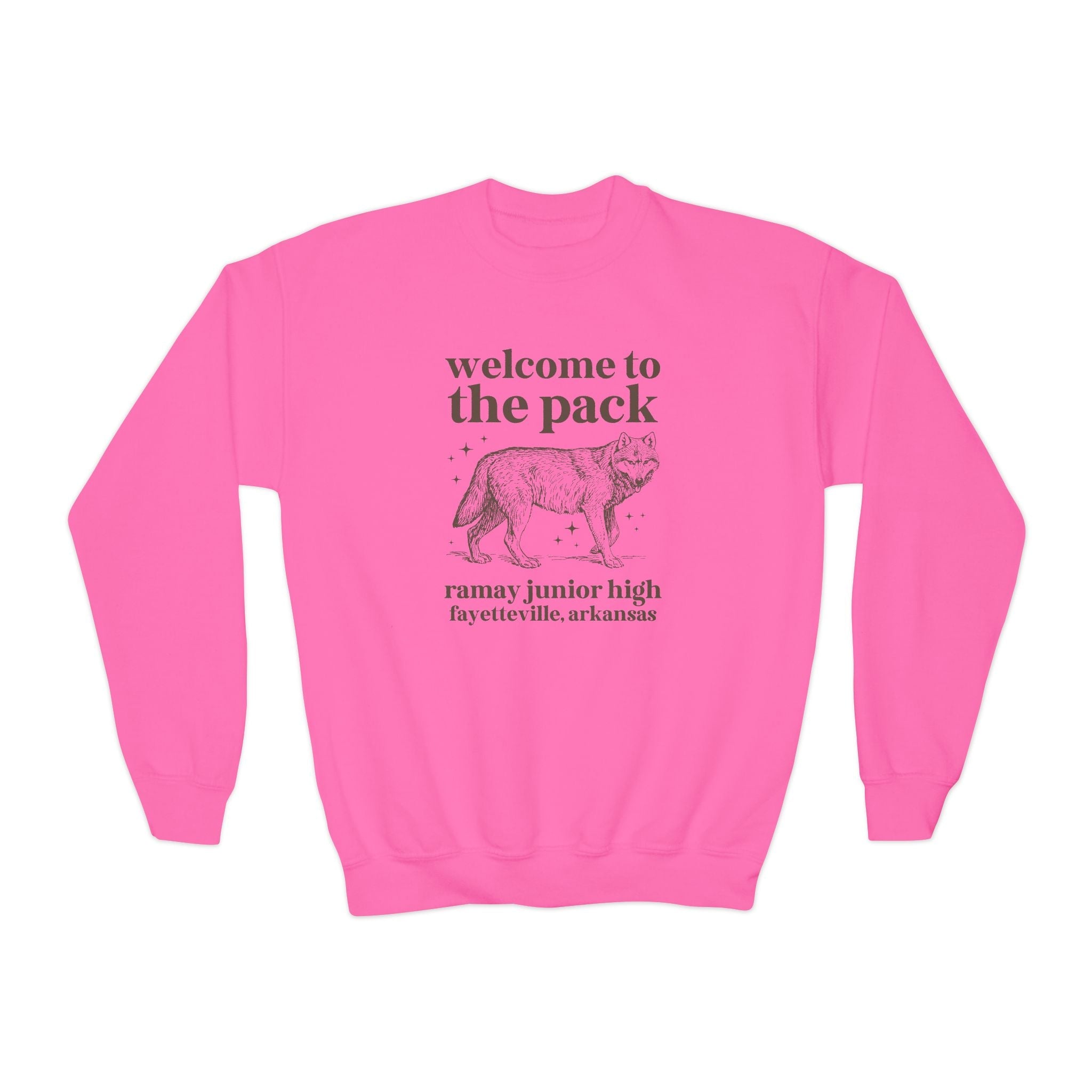 Ramay Junior High School Kids Sweatshirt: Welcome to the Pack | FPS + Opal and June Kids Sweatshirt, Fayetteville Public Schools - Opal and June