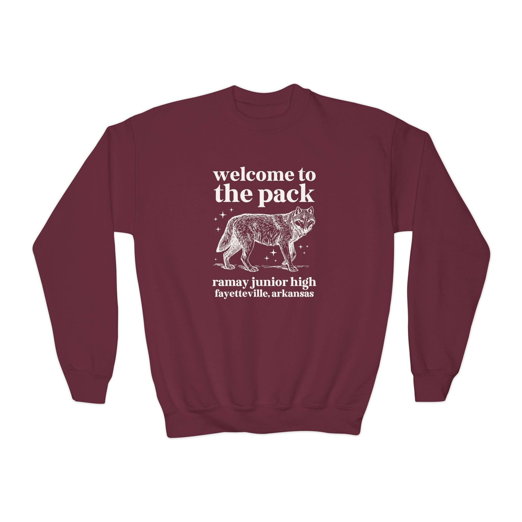 Ramay Junior High School Kids Sweatshirt: Welcome to the Pack | FPS + Opal and June Kids Sweatshirt, Fayetteville Public Schools - Opal and June