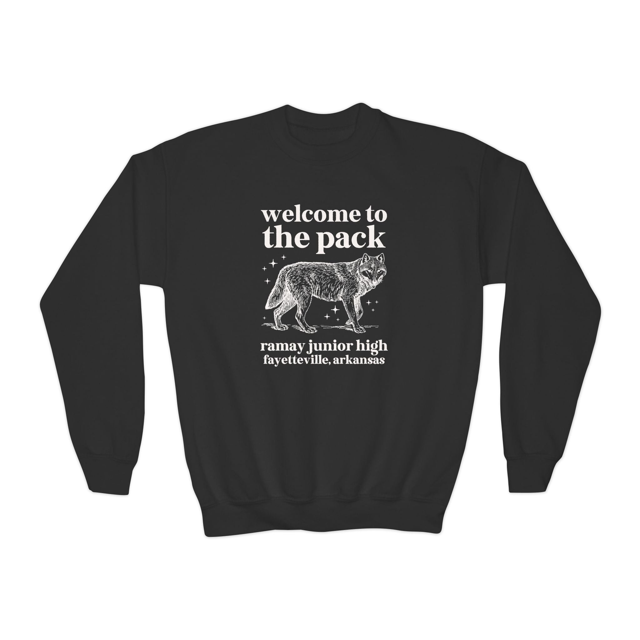 Ramay Junior High School Kids Sweatshirt: Welcome to the Pack | FPS + Opal and June Kids Sweatshirt, Fayetteville Public Schools - Opal and June