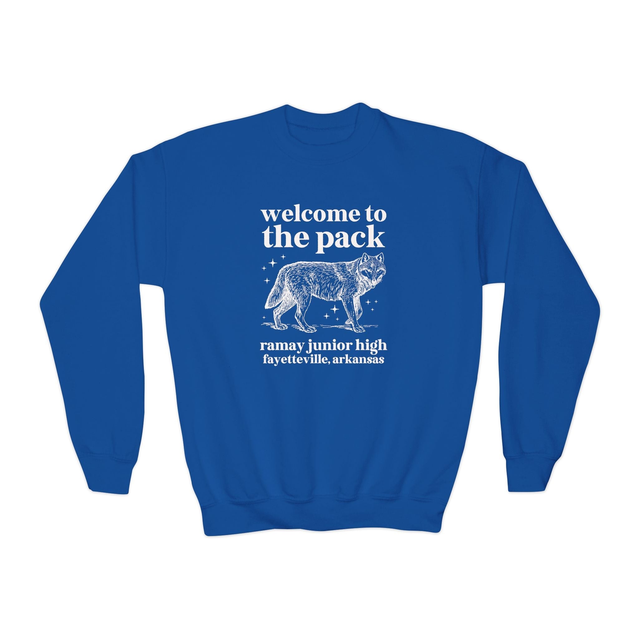 Ramay Junior High School Kids Sweatshirt: Welcome to the Pack | FPS + Opal and June Kids Sweatshirt, Fayetteville Public Schools - Opal and June