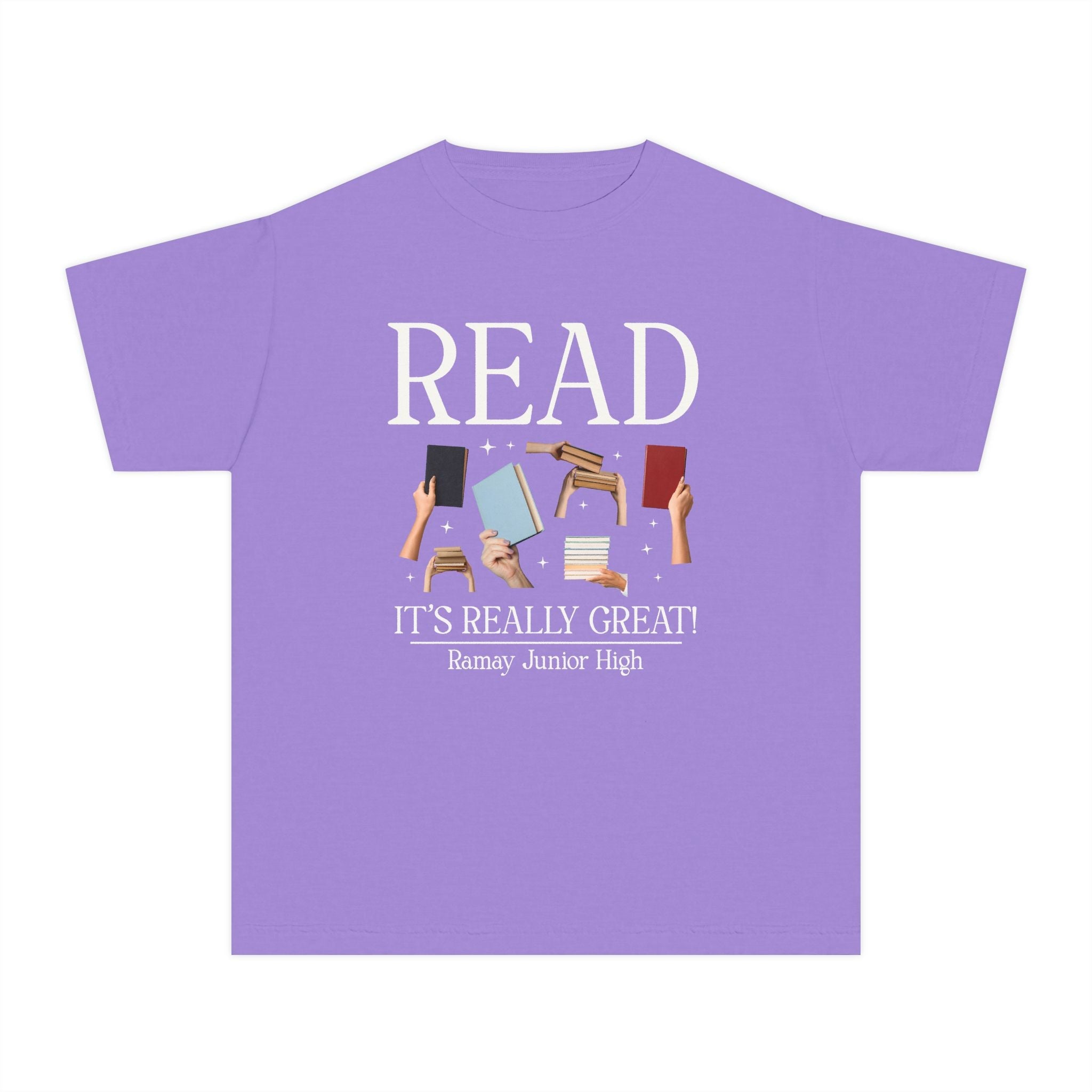 Ramay Junior High School Kids Tee Shirt: Read It's Really Great | FPS + Opal and June Kids Tee Shirt, Fayetteville Public Schools - Opal and June
