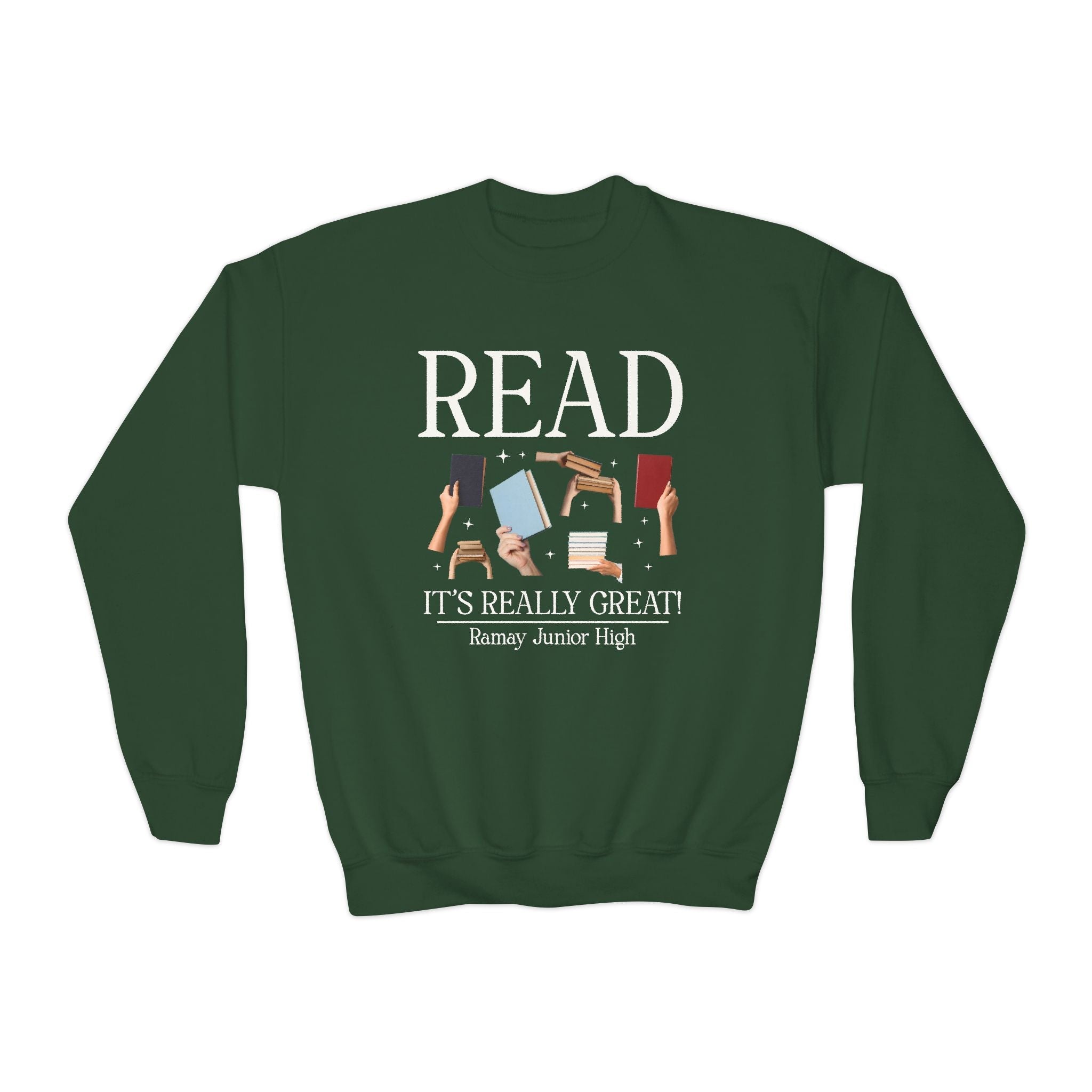 Ramay Junior High School Sweatshirt: Read It's Really Great | FPS + Opal and June Sweatshirt, Fayetteville Public Schools - Opal and June
