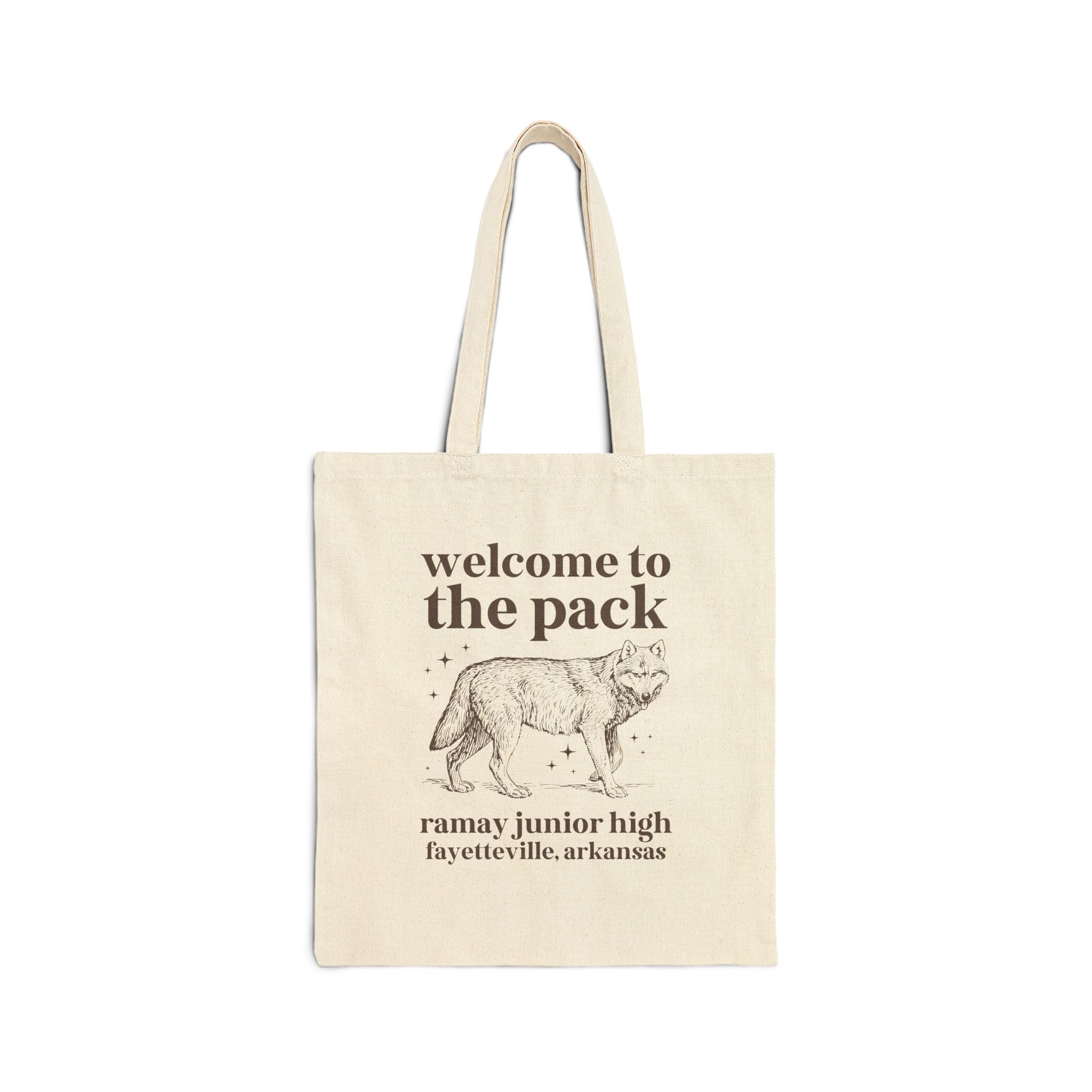 Ramay Junior High School Tote Bag: Welcome to the Pack | FPS + Opal and June Tote Bag, Fayetteville Public Schools - Opal and June