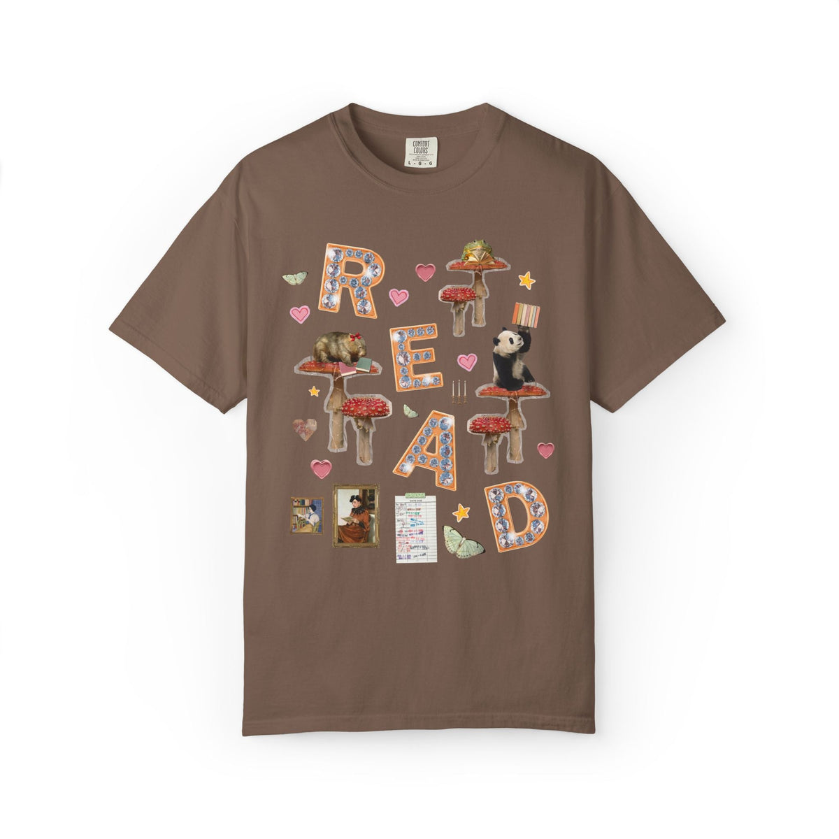 Read Animal Lover T-Shirt with Famous Paintings and Hearts, Cute 90s Aesthetic Book Lover or Bookworm T-Shirt for School Librarian or Reader - Opal and June