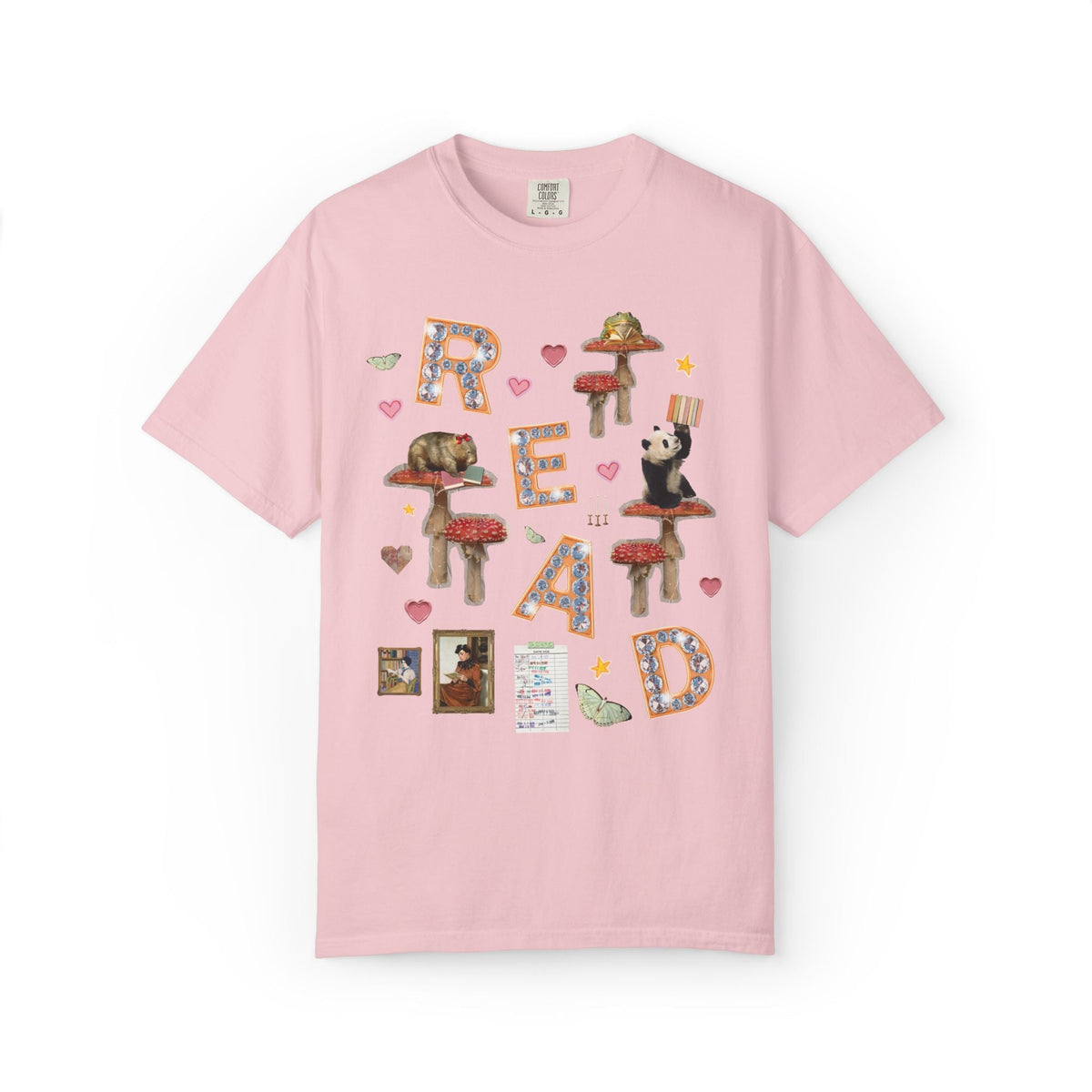 Read Animal Lover T-Shirt with Famous Paintings and Hearts, Cute 90s Aesthetic Book Lover or Bookworm T-Shirt for School Librarian or Reader - Opal and June