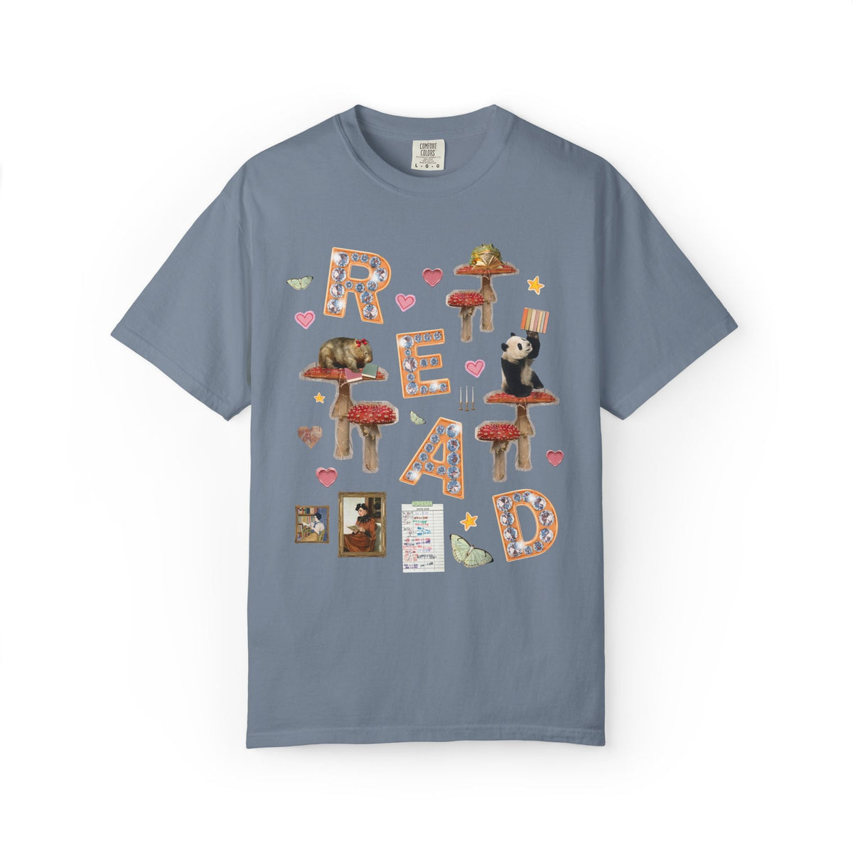 Read Animal Lover T-Shirt with Famous Paintings and Hearts, Cute 90s Aesthetic Book Lover or Bookworm T-Shirt for School Librarian or Reader - Opal and June