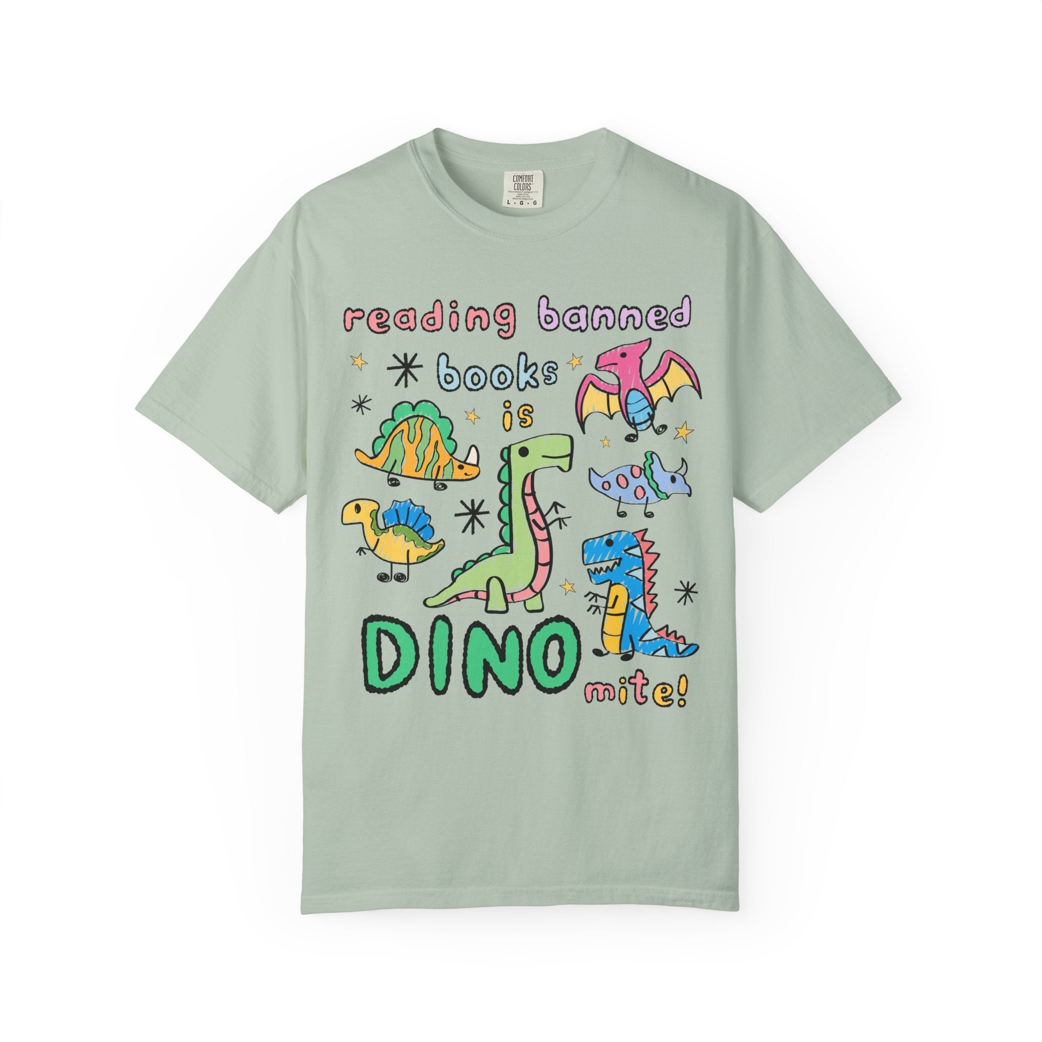 Read Banned Books Dinosaur Lover Tee Shirt for Scientist Who Loves Reading, Funny Saying Bookish T-Shirt, Book Lover Gift for Paleontologist - Opal and June
